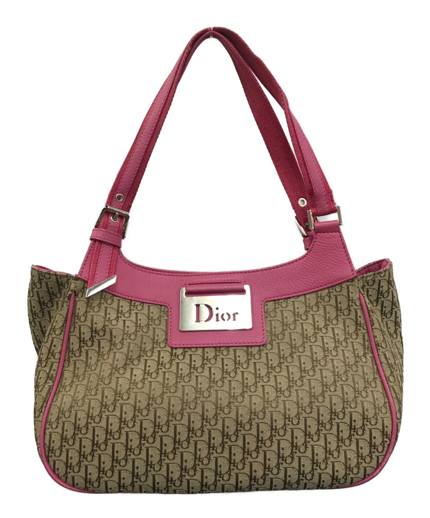 Christian Dior (クリスチャン ディオール) ストリートシック ロゴプレート トロッター ハンドバッグ ベージュ