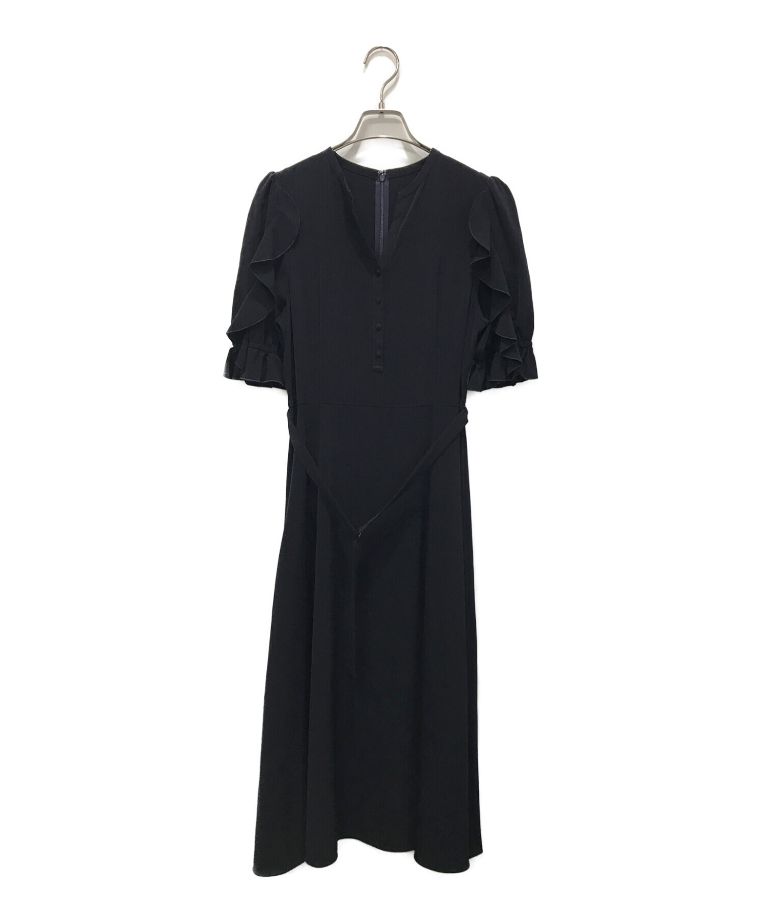 中古・古着通販】ANAYI (アナイ) ポプリンラッフルワンピース ネイビー 