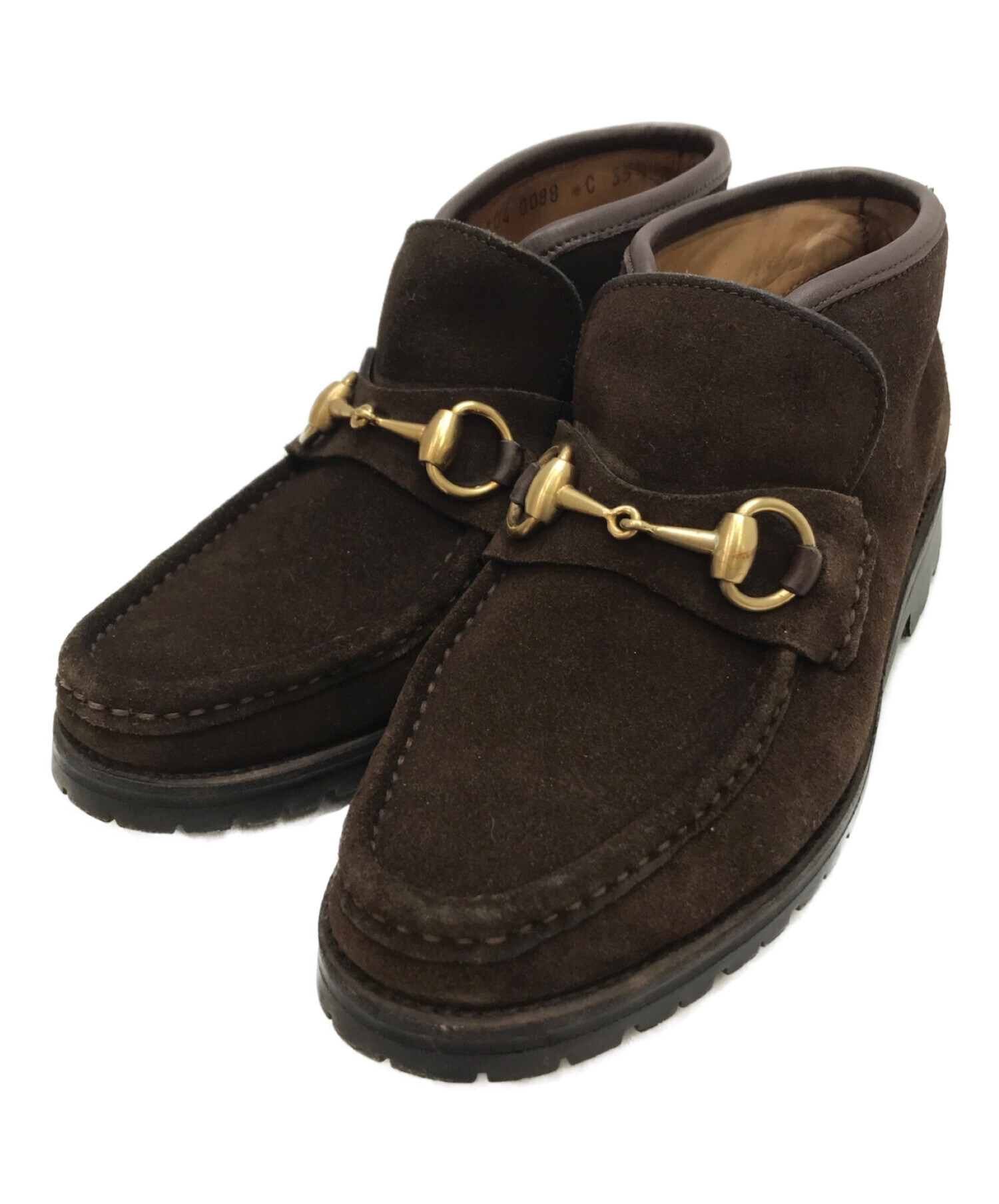 中古・古着通販】GUCCI (グッチ) ホースビットモカシンブーツ ブラウン 