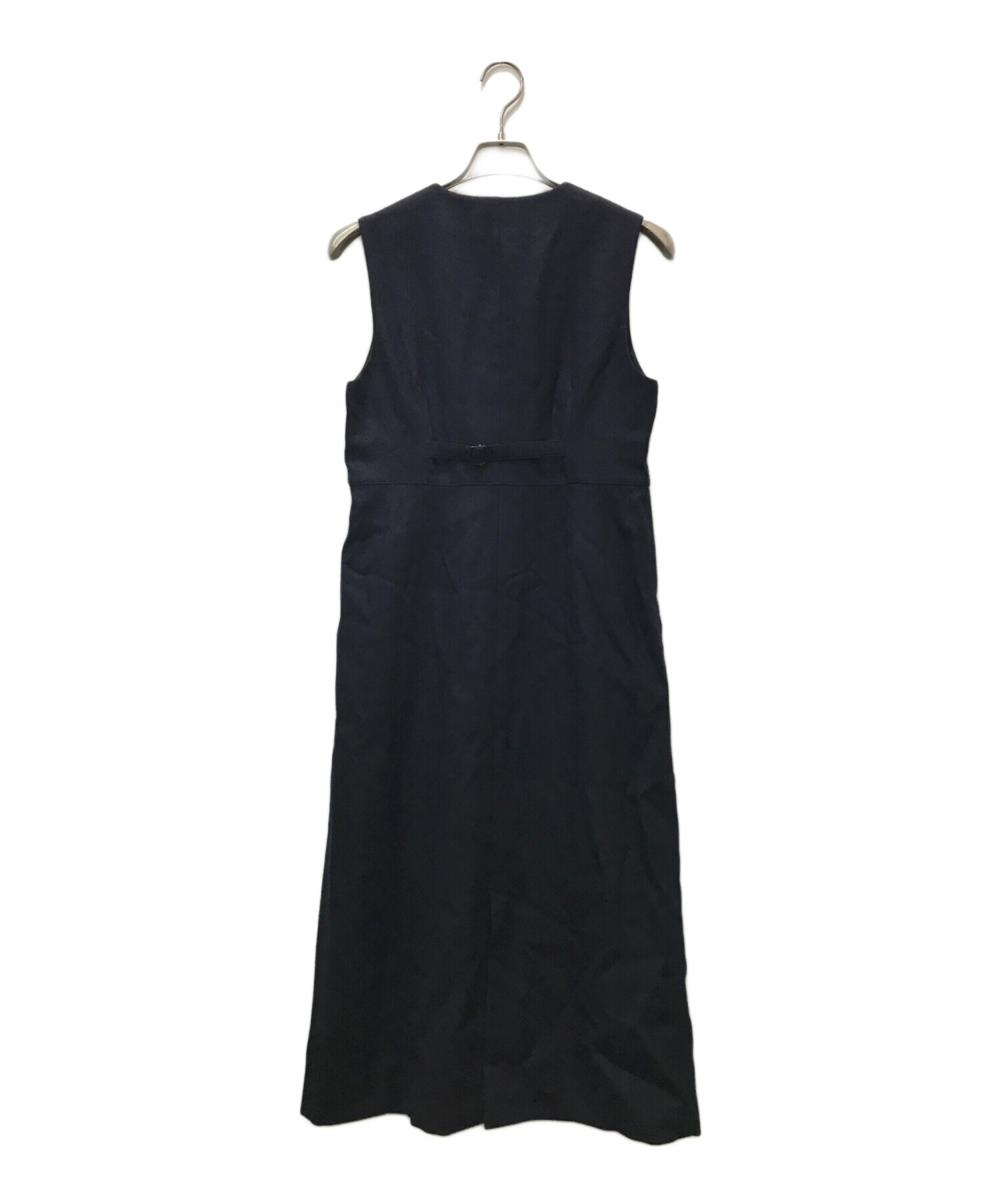 BALLSEY ボールジィ ストレッチボタニー Vネックジャンパースカート 紺