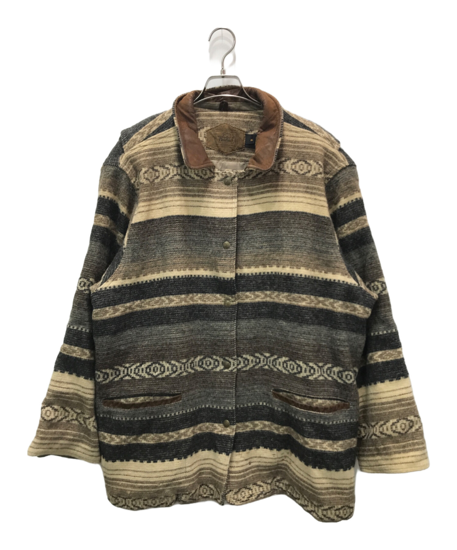 中古・古着通販】WOOLRICH (ウールリッチ) 襟レザー切替ウール  
