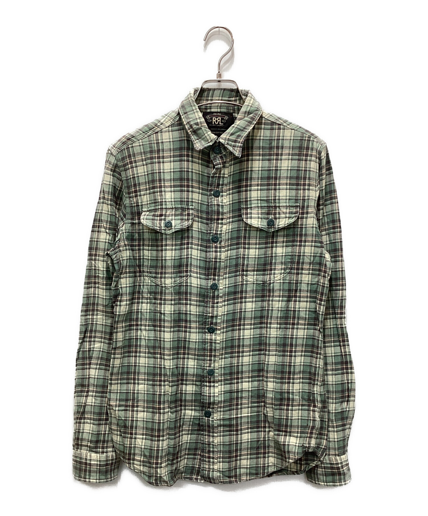 中古・古着通販】RRL (ダブルアールエル) チェックシャツ グリーン 