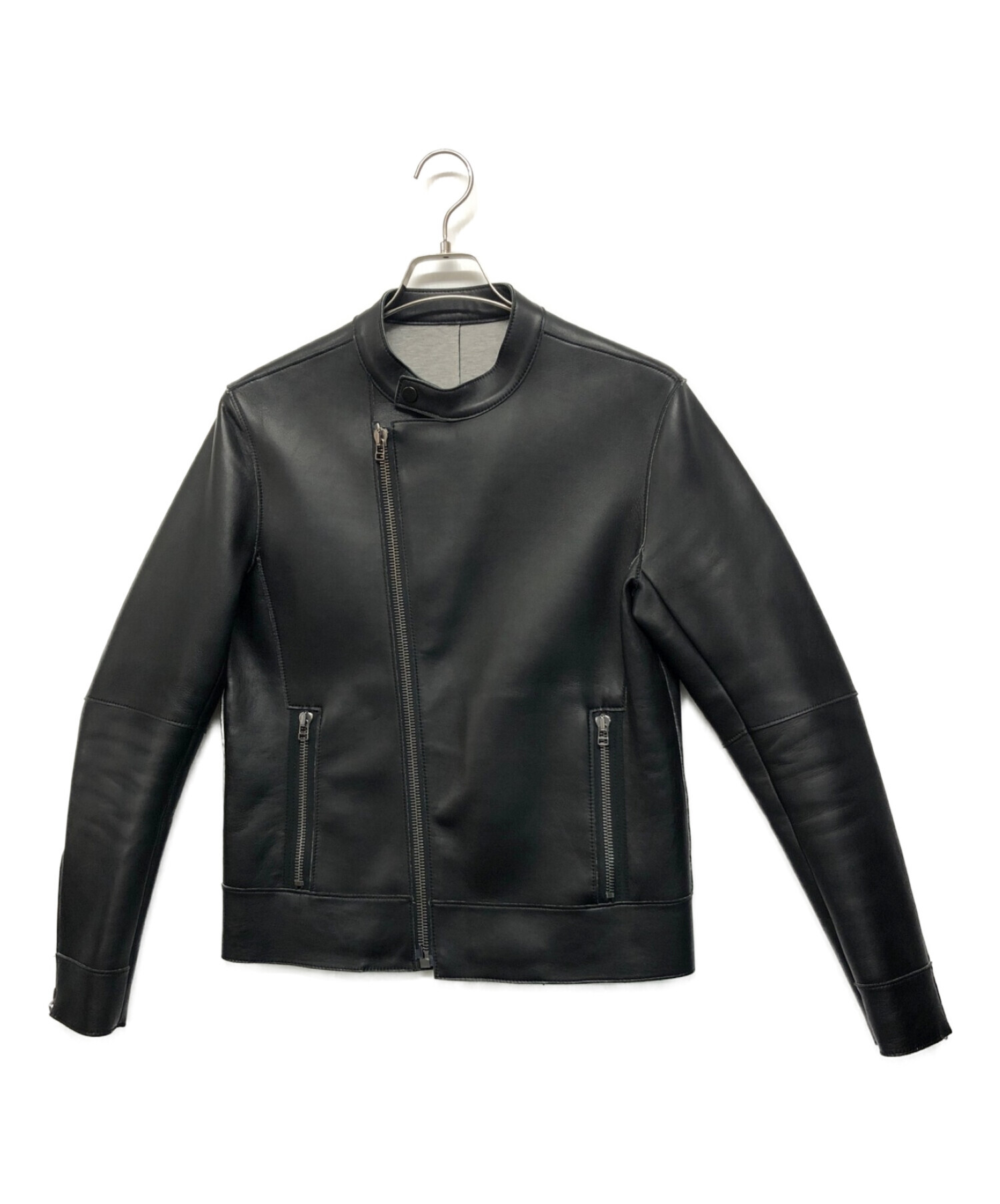 Calvin Klein (カルバンクライン) ラムレザーライダースジャケット ブラック サイズ:SIZE 36