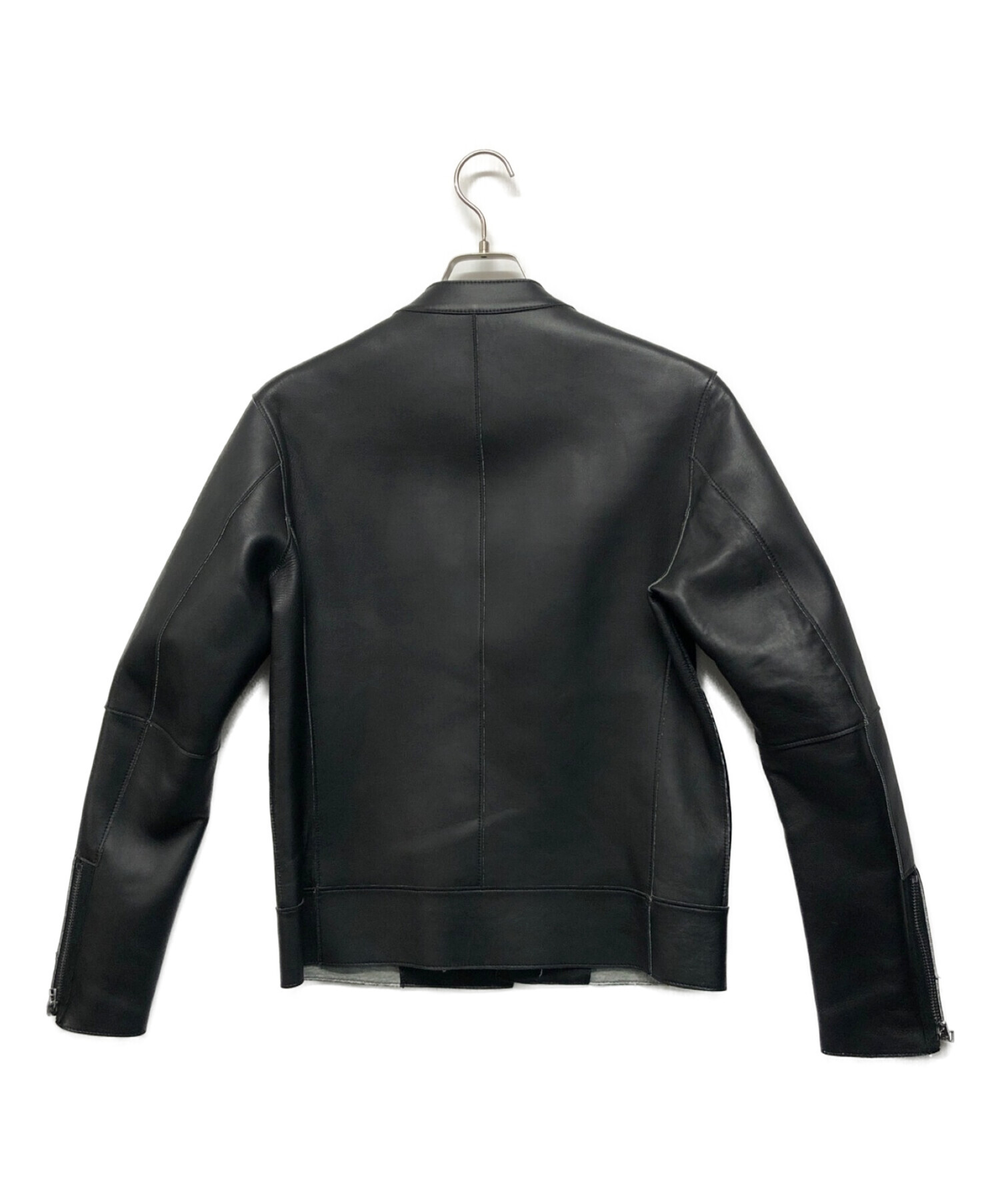 Calvin Klein (カルバンクライン) ラムレザーライダースジャケット ブラック サイズ:SIZE 36