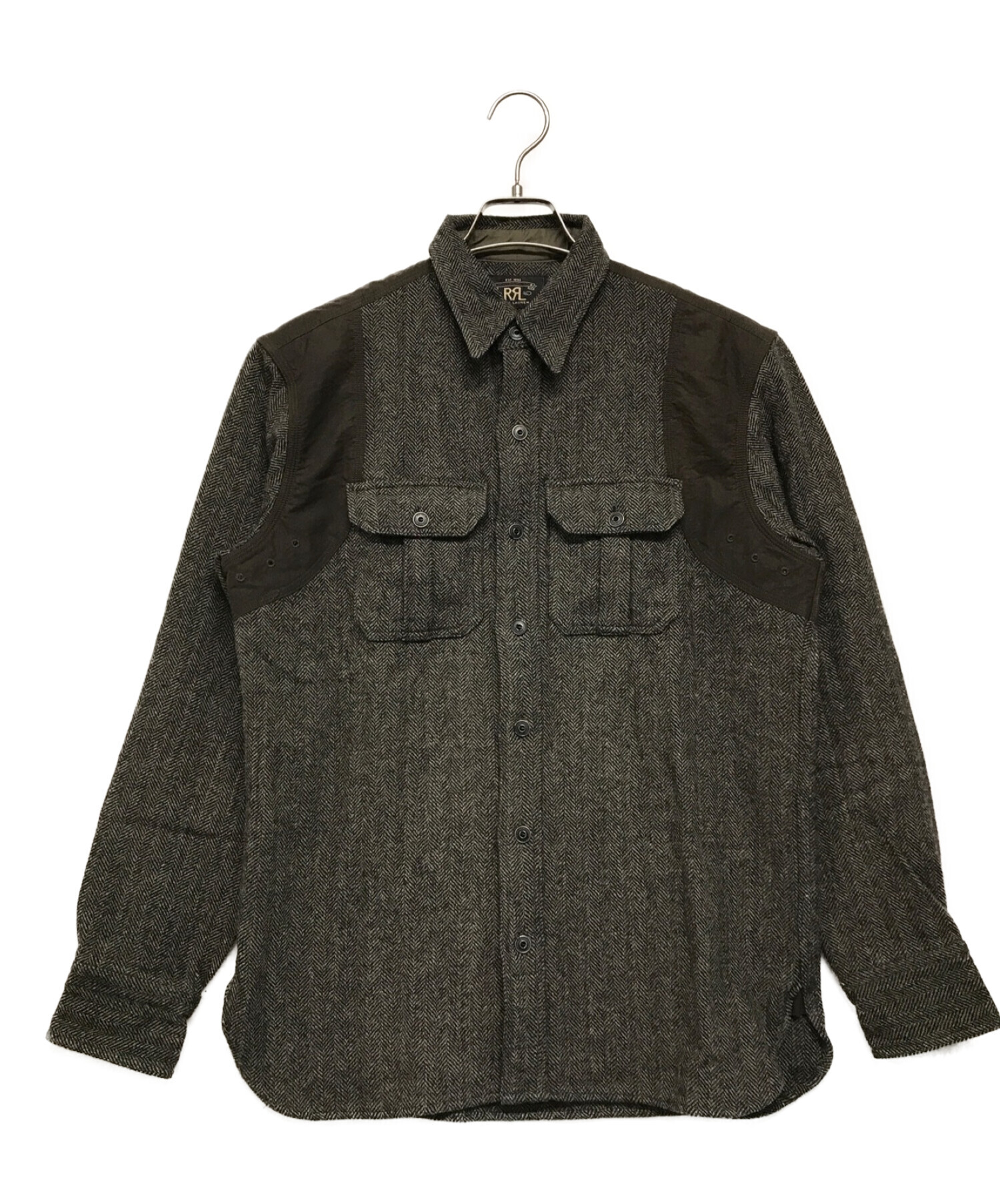 RRL (ダブルアールエル) ウール ヘリンボーン シャツ ジャケット グレー サイズ:SIZE S