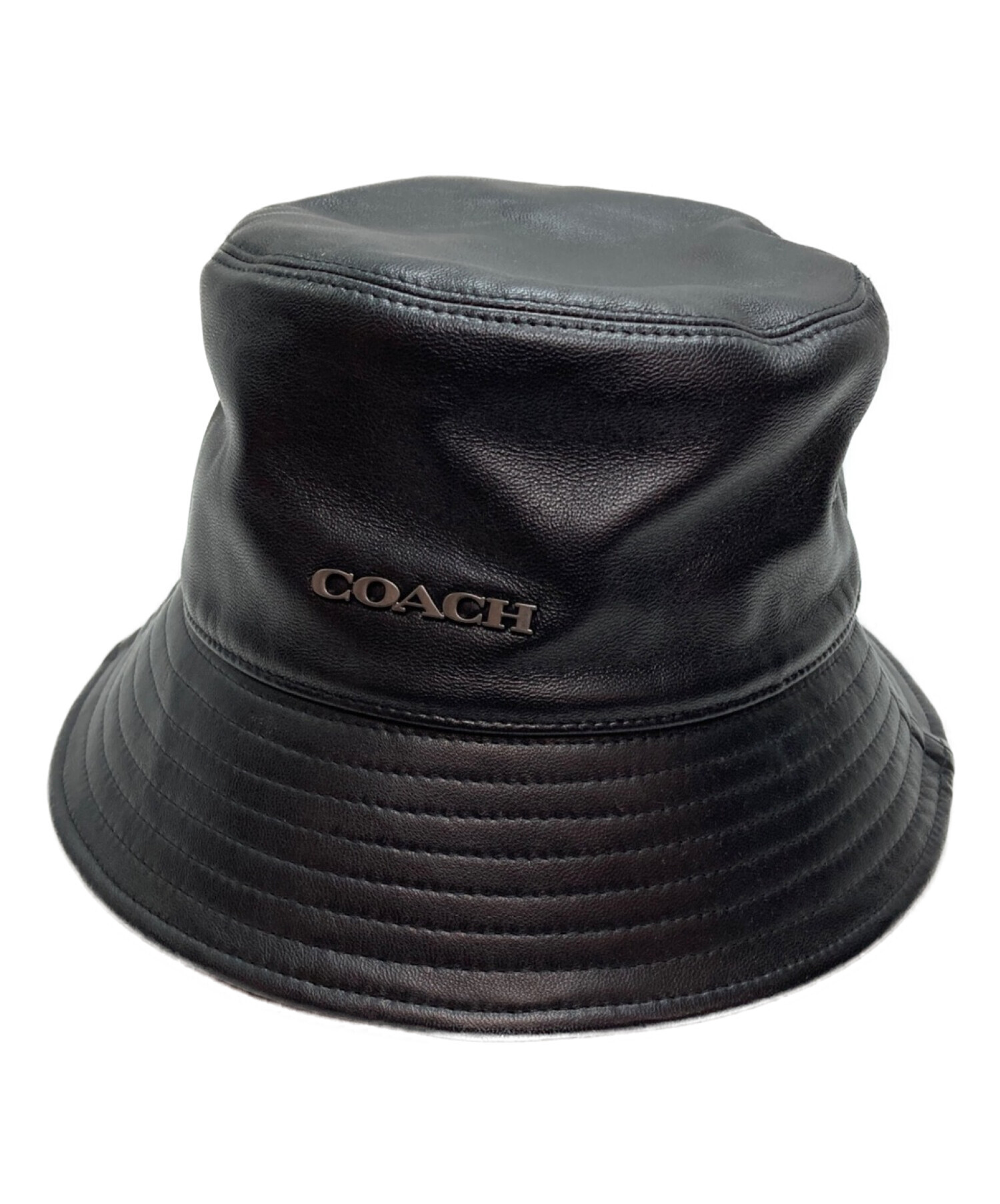 COACH (コーチ) レザーバケットハット ブラック サイズ:M/L