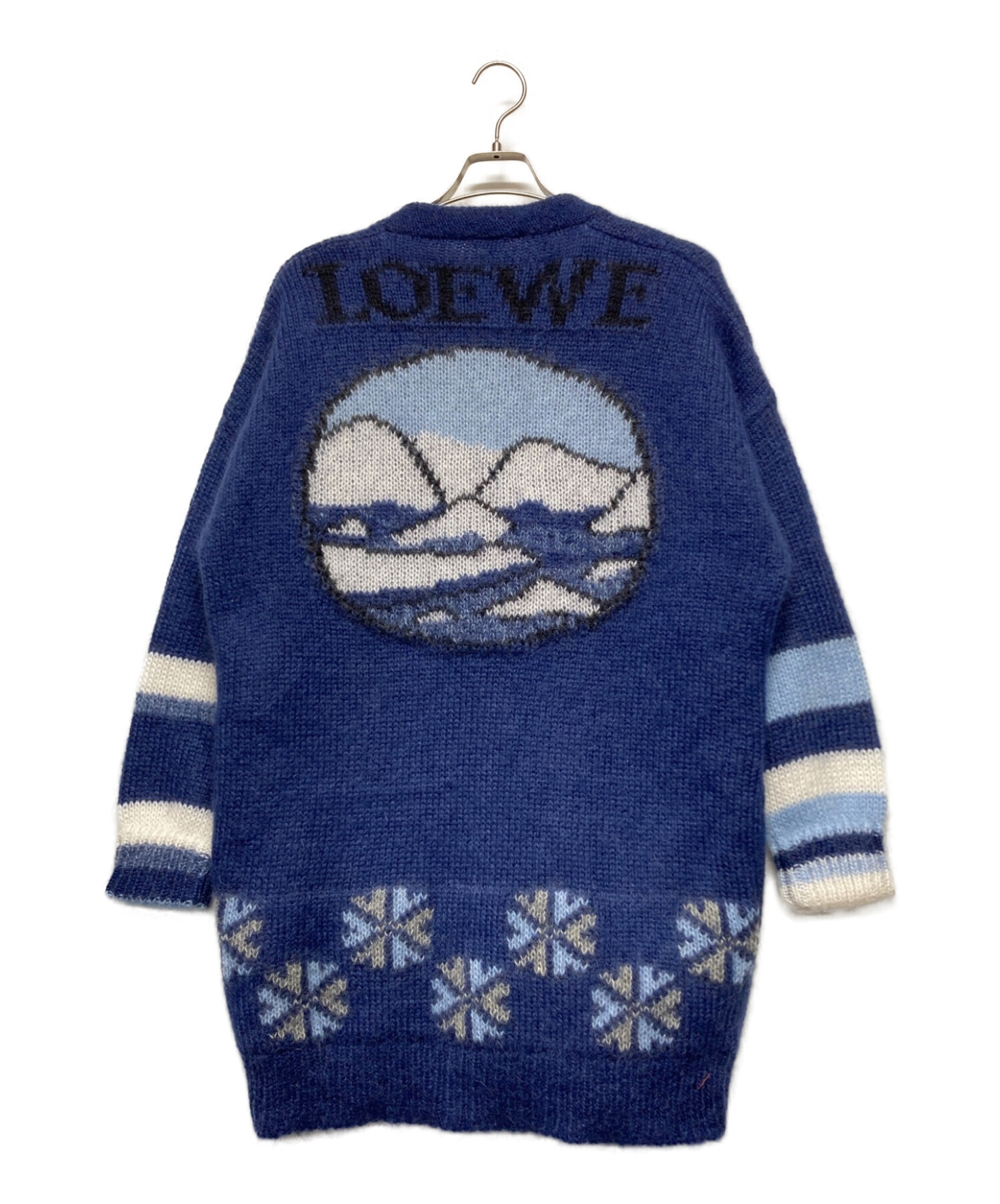 中古・古着通販】LOEWE (ロエベ) ジャガードモヘアカーディガン ブルー  