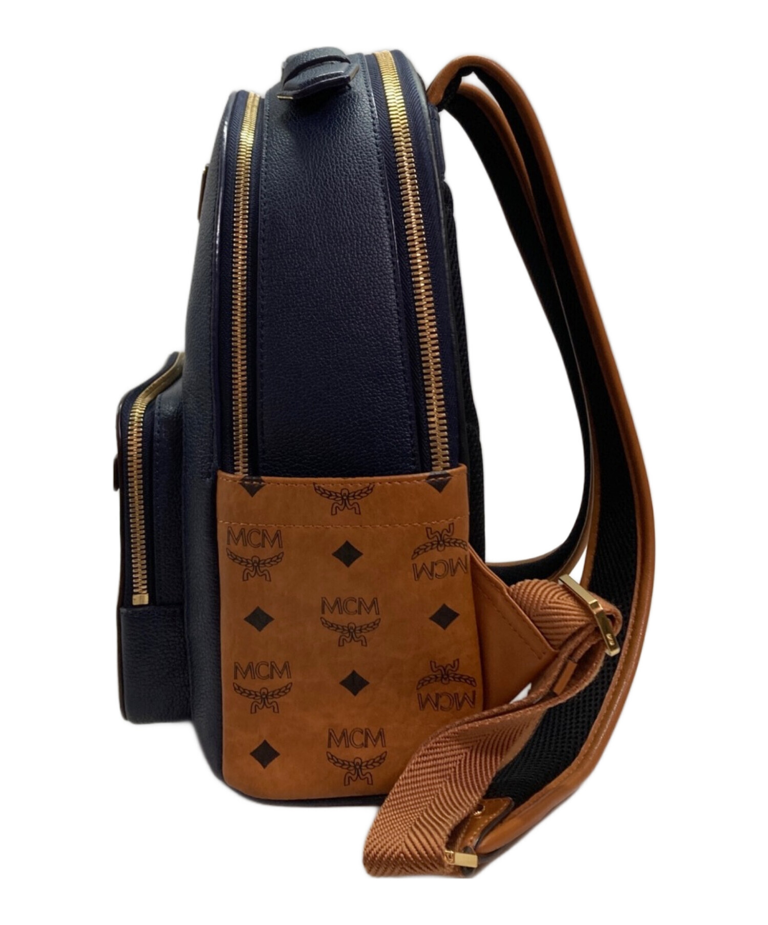 中古・古着通販】MCM (エムシーエム) リュック ネイビー×ブラウン 