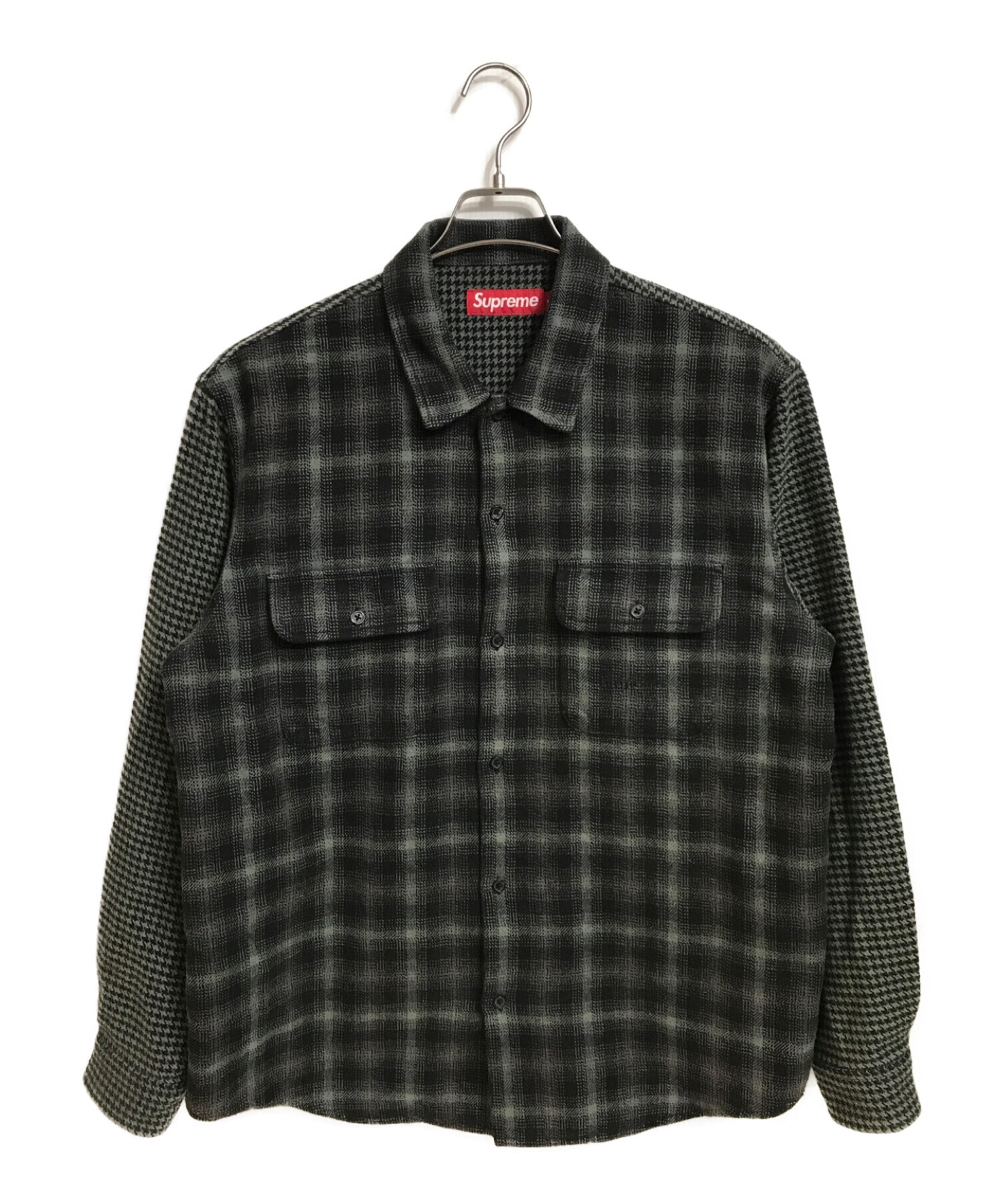 SUPREME (シュプリーム) Houndstooth Plaid Flannel Shirt ブラック サイズ:M