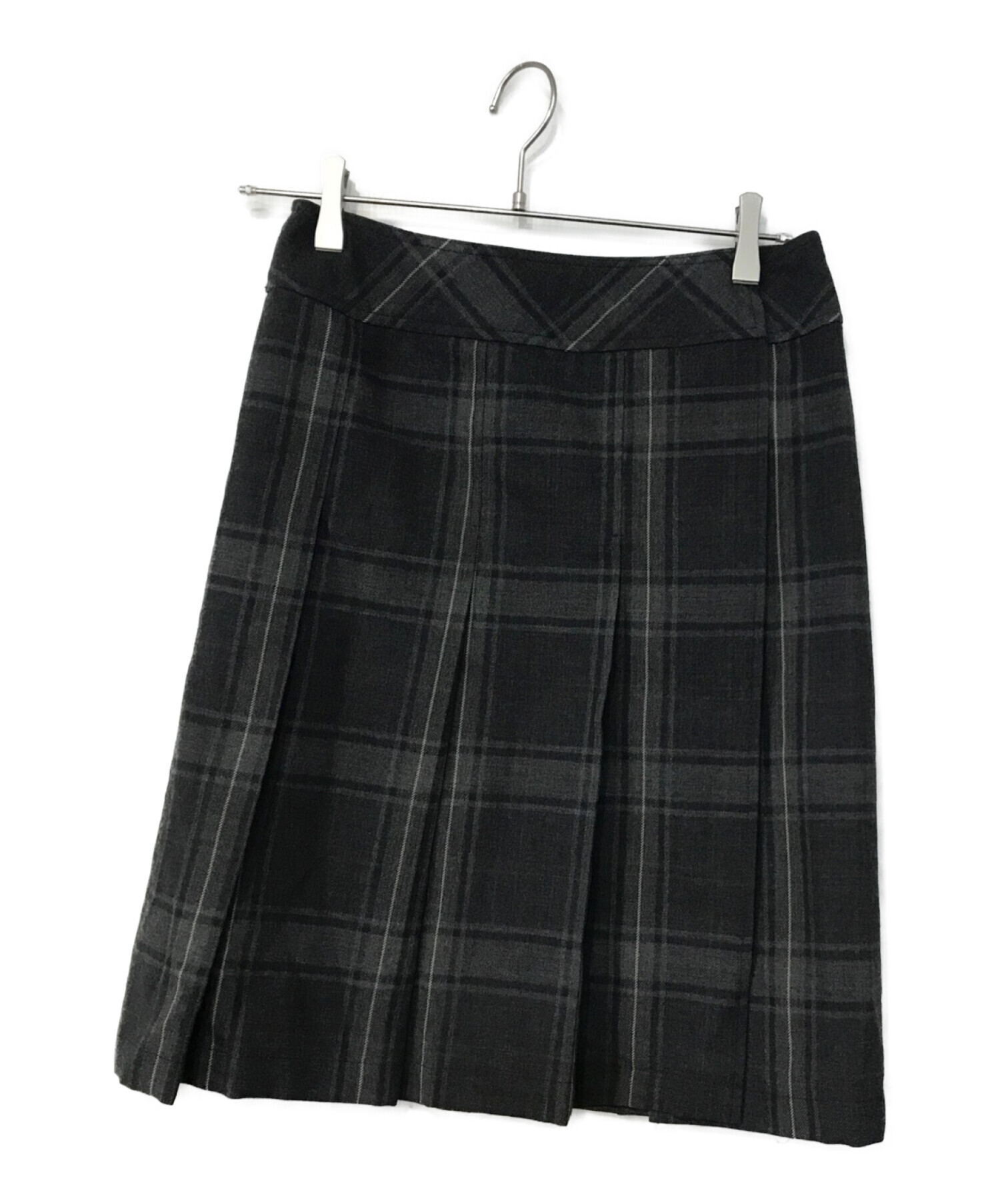 MIU MIU (ミュウミュウ) チェックラップスカート グレー サイズ:38