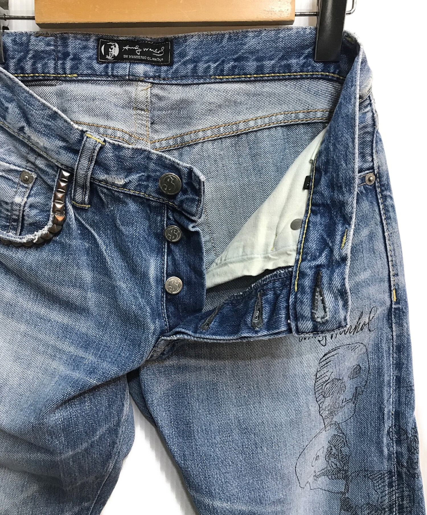 ヒステリックグラマーAndy waholスカルデニム