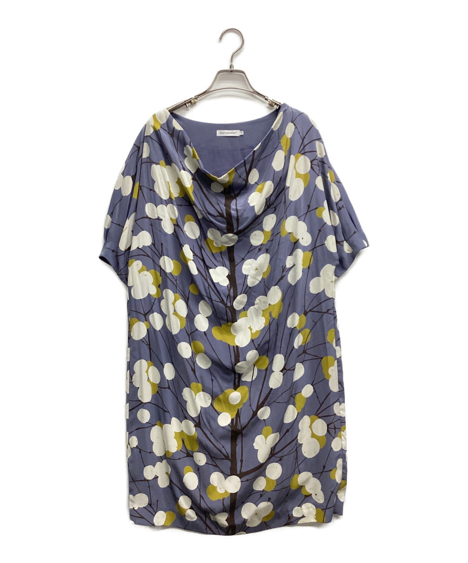 中古・古着通販】marimekko (マリメッコ) シルクワンピース ネイビー  