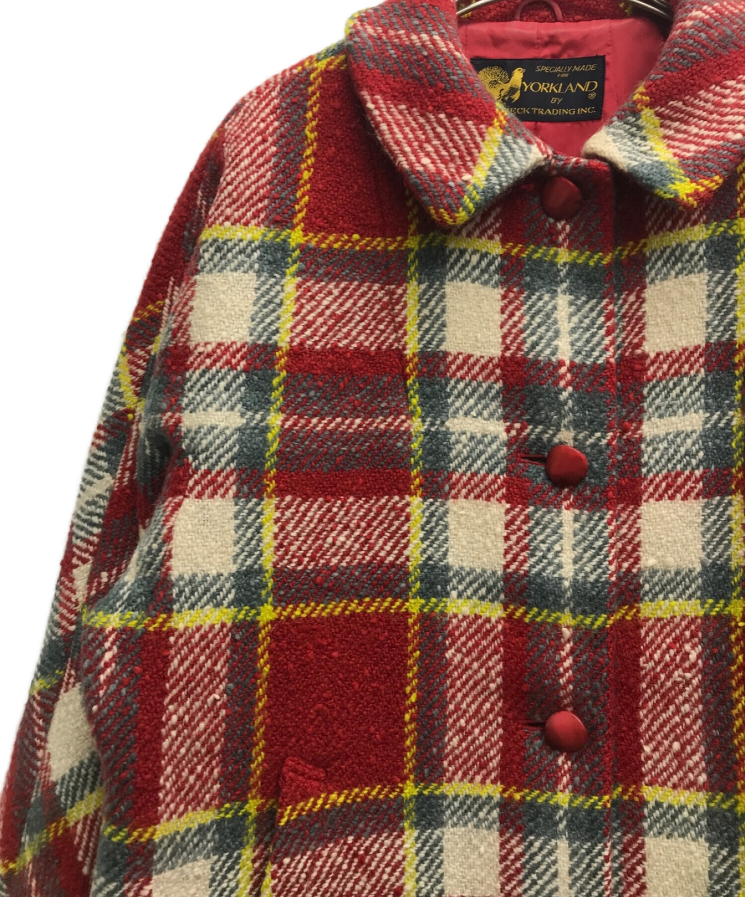 ヨークランドチェックコート ヨークランド タータンチェック柄シャギー