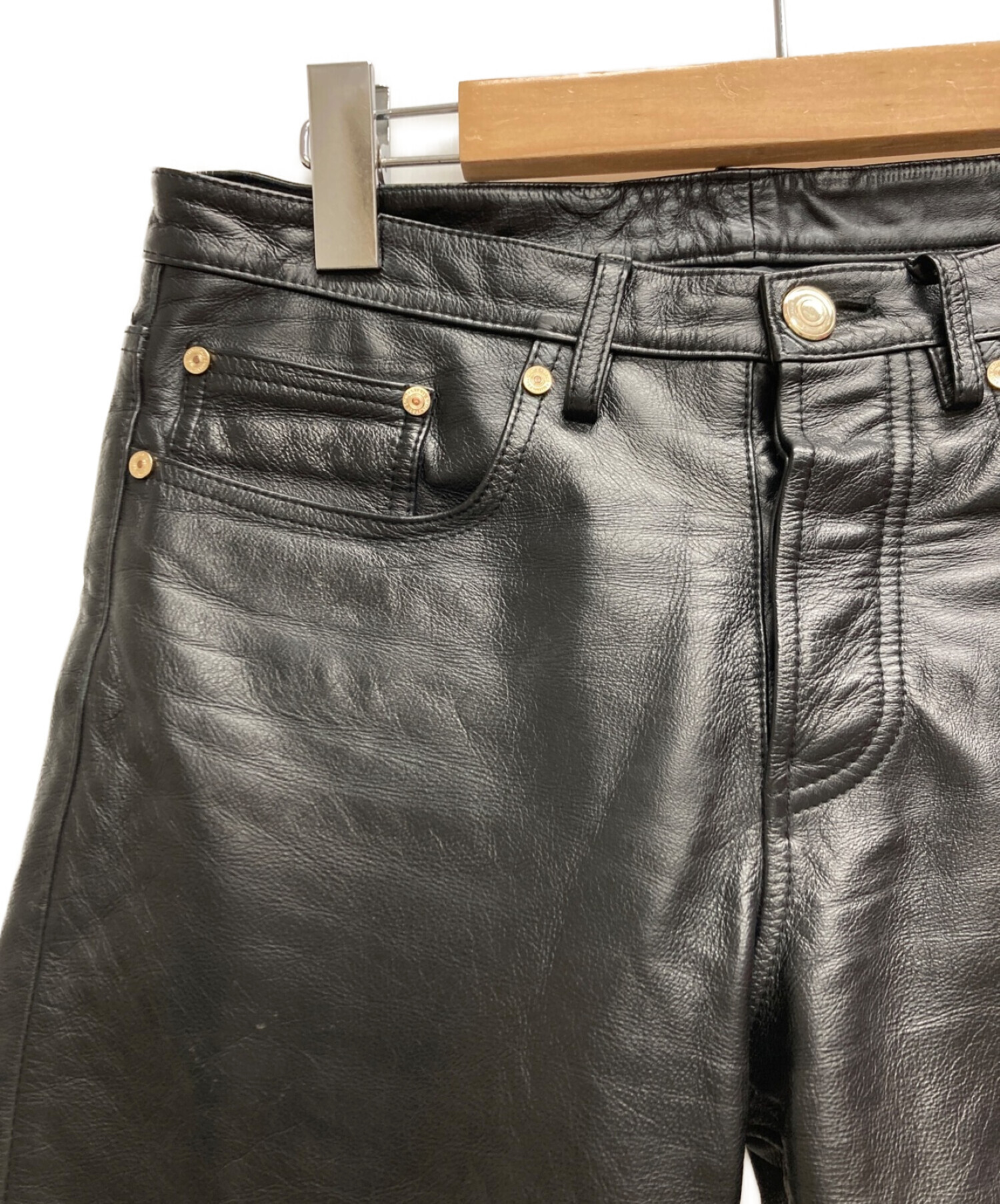 極美品】ポールスミス/Paul Smith レザーパンツ 牛革 濃茶色 本革 