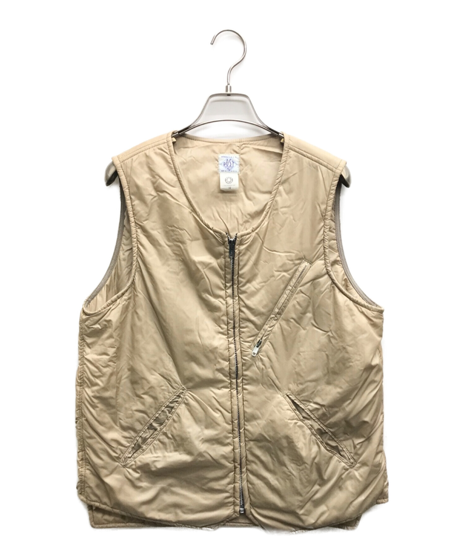 POST OVERALLS ベージュ ベスト ポストオーバーオールズ POST OVERALLS ダウンベスト S 黒 コロナ