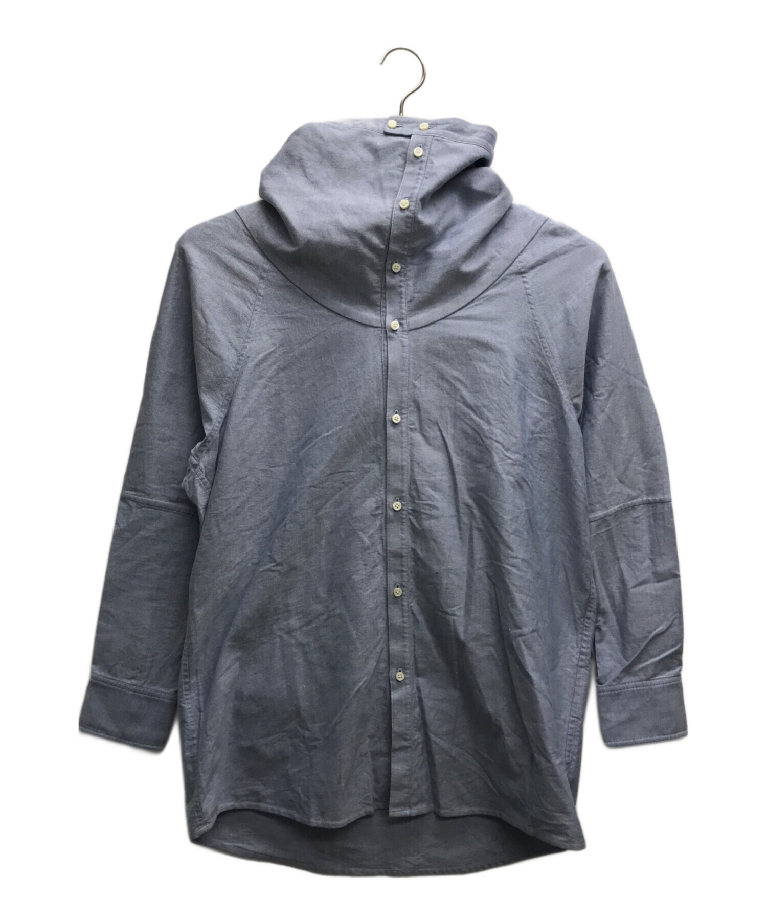 中古・古着通販】hatra (ハトラ) フード付ロングシャツ スカイブルー  
