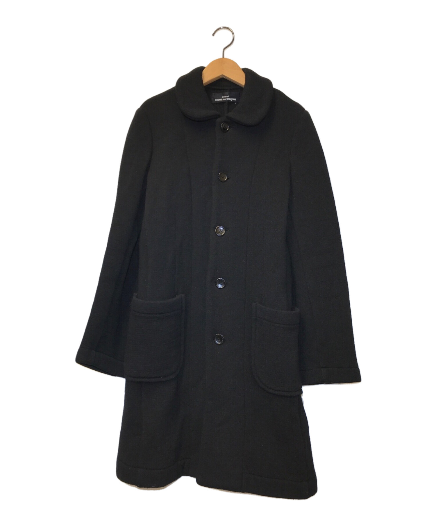 【AD2009】トリココムデギャルソン 丸襟 ウールコート ブラック