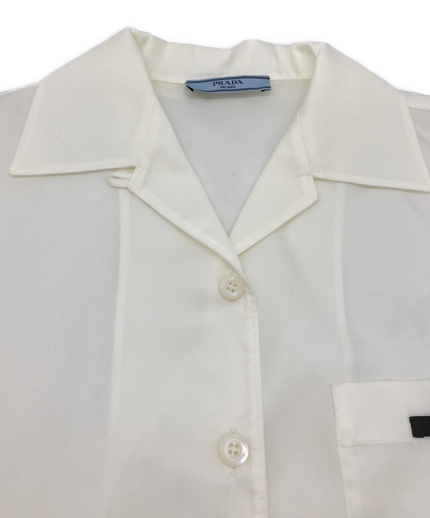 PRADA (プラダ) Re Nylonオープンカラーシャツ ホワイト サイズ:36