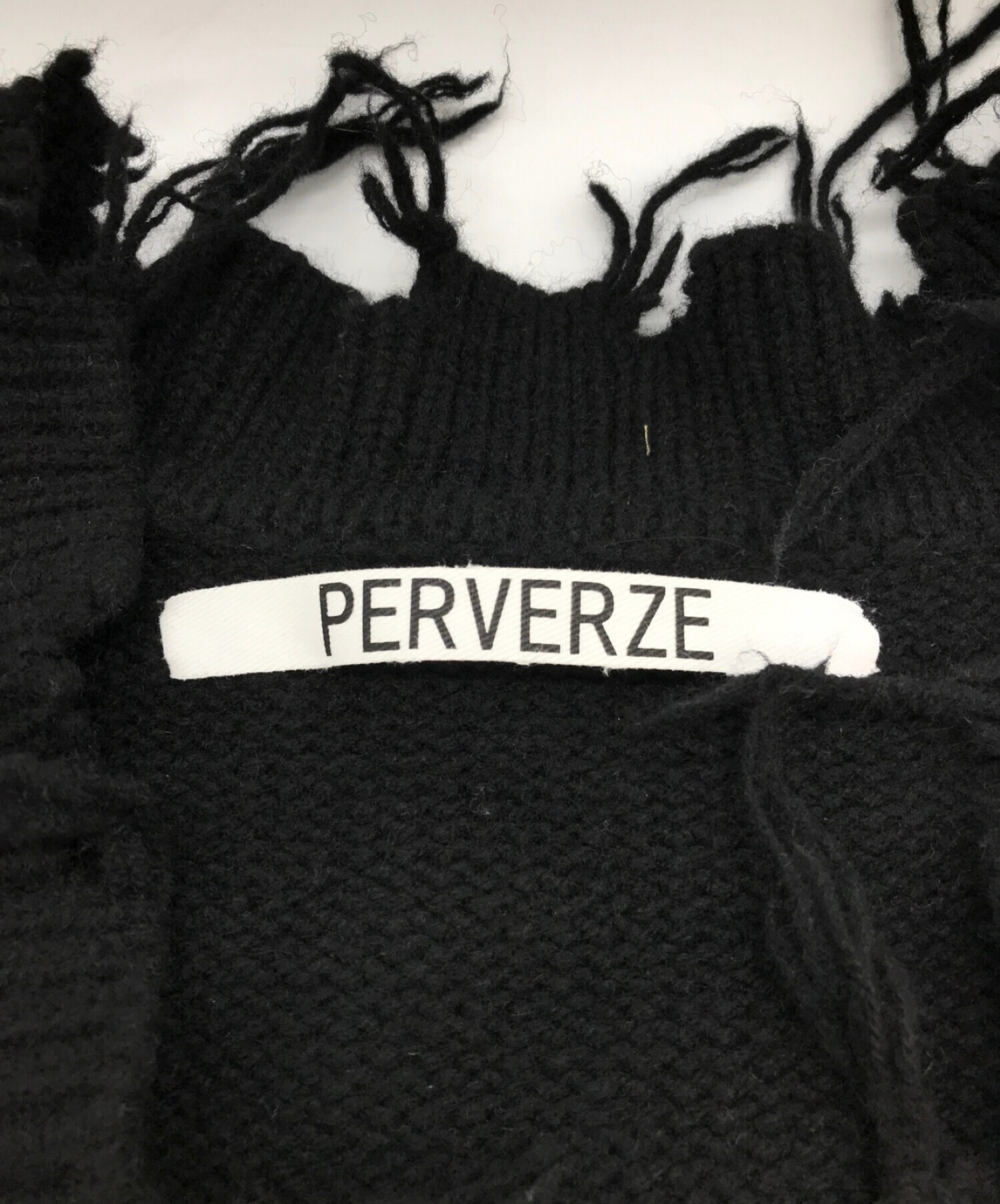 PERVERZE (パーバーズ) クラッシュワイドニットカーディガン ブラック サイズ:F