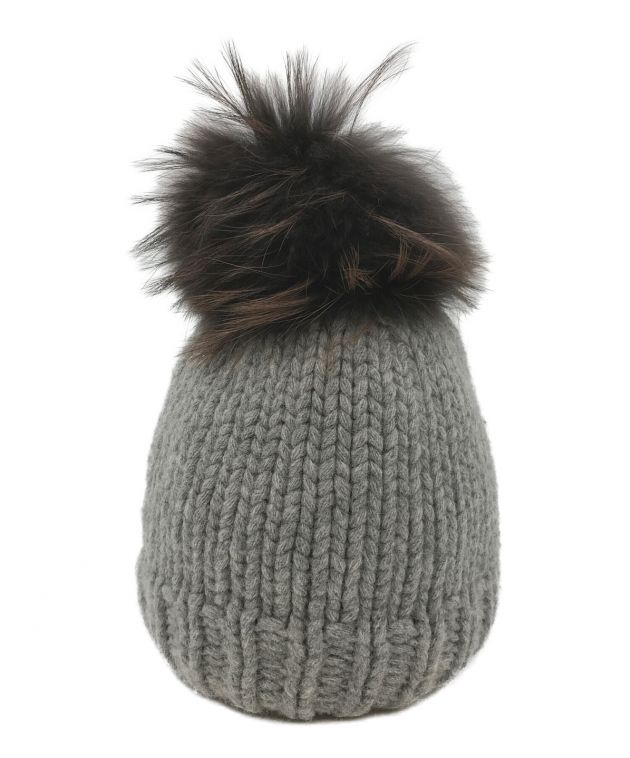 FENDI モンスターラムニット帽ウールグレーフリーサイズ