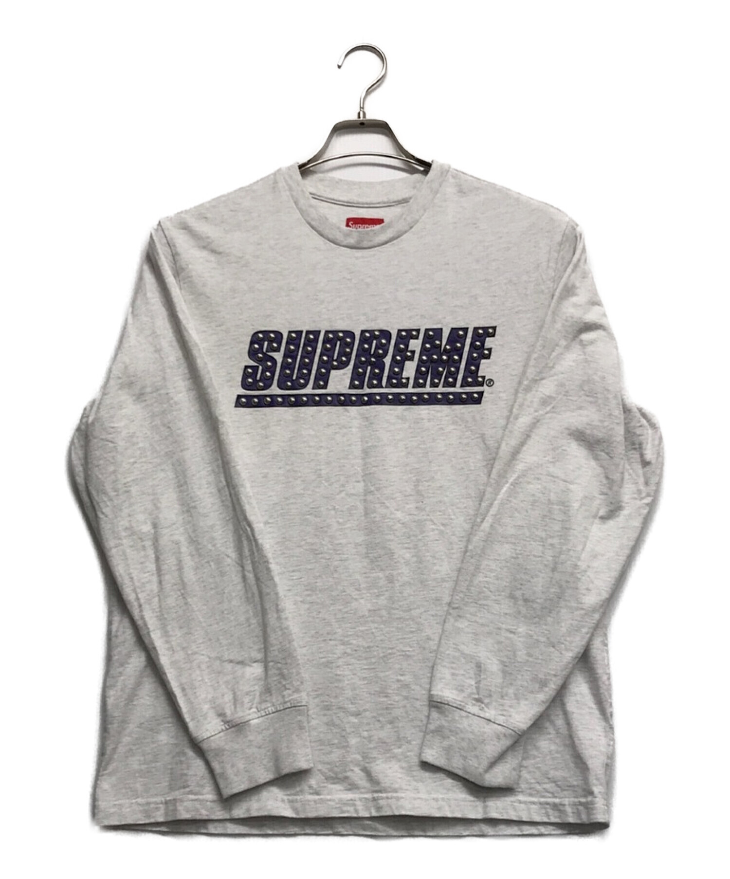 Supreme (シュプリーム) スタッズ ロゴ ロングスリーブTシャツ グレー サイズ:S