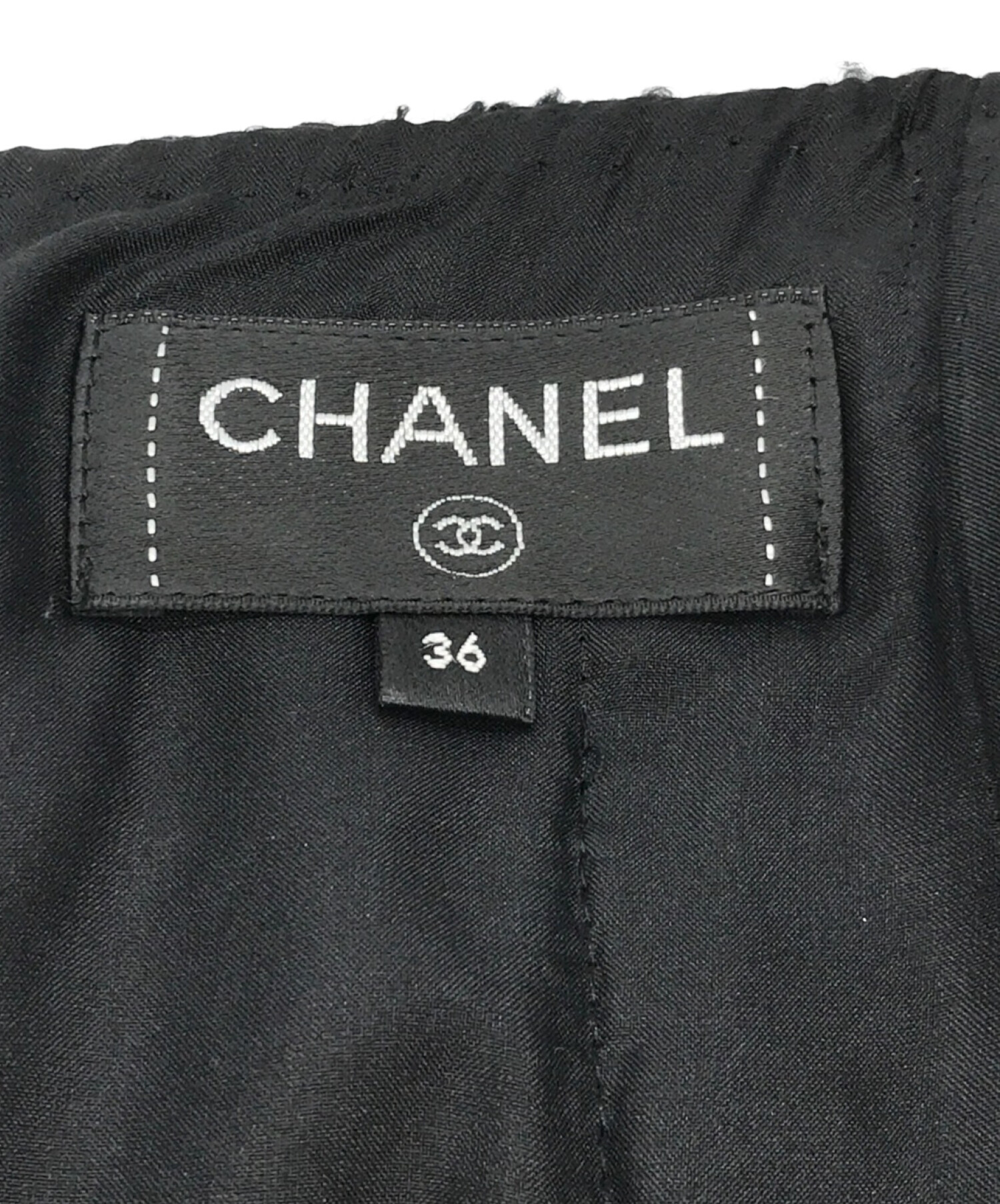 CHANEL (シャネル) ウールツイードスカート ブラック×パープル サイズ:36