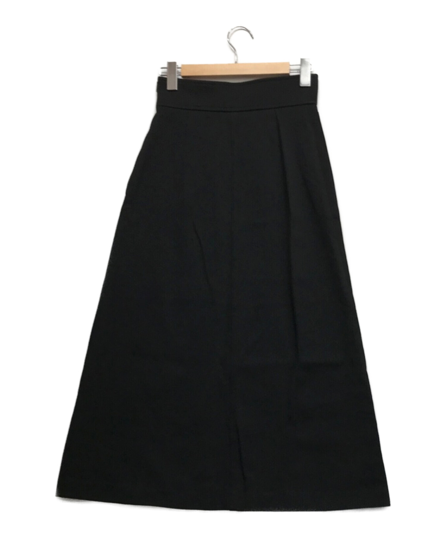 ATON (エイトン) ウールデニムAラインスカート ブラック サイズ:01