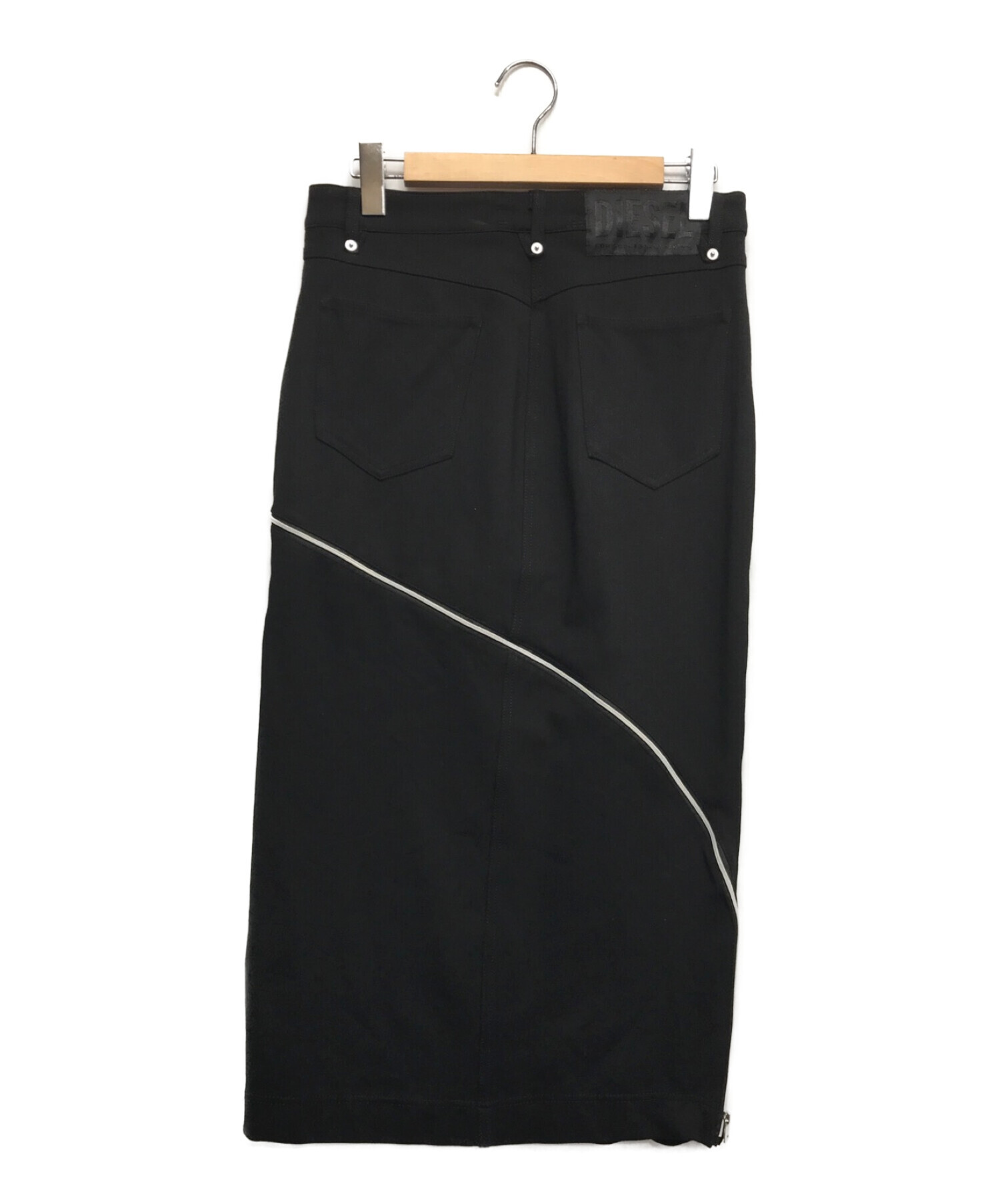 DIESEL (ディーゼル) ジップデザインタイトスカート ブラック サイズ:L
