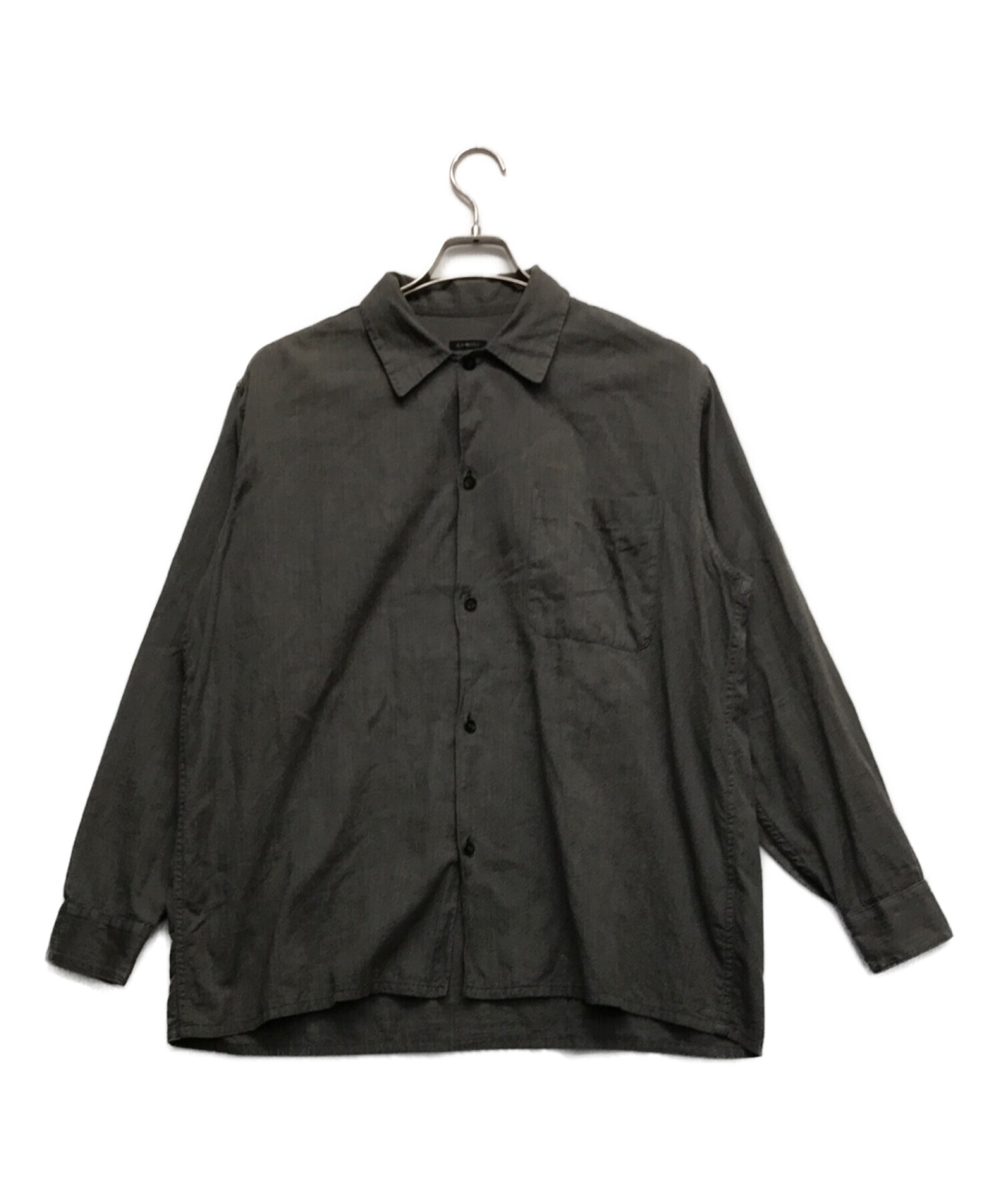 新品　COMOLI コモリ-ヨリ杢 オープンカラーシャツ/BLACK-