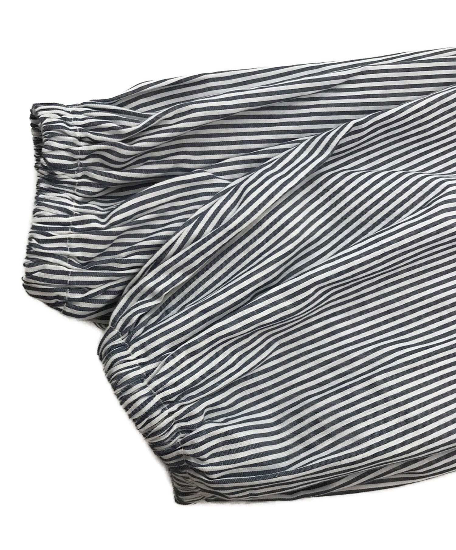 ビアズリー先染めギャザーワンピース ネイビー