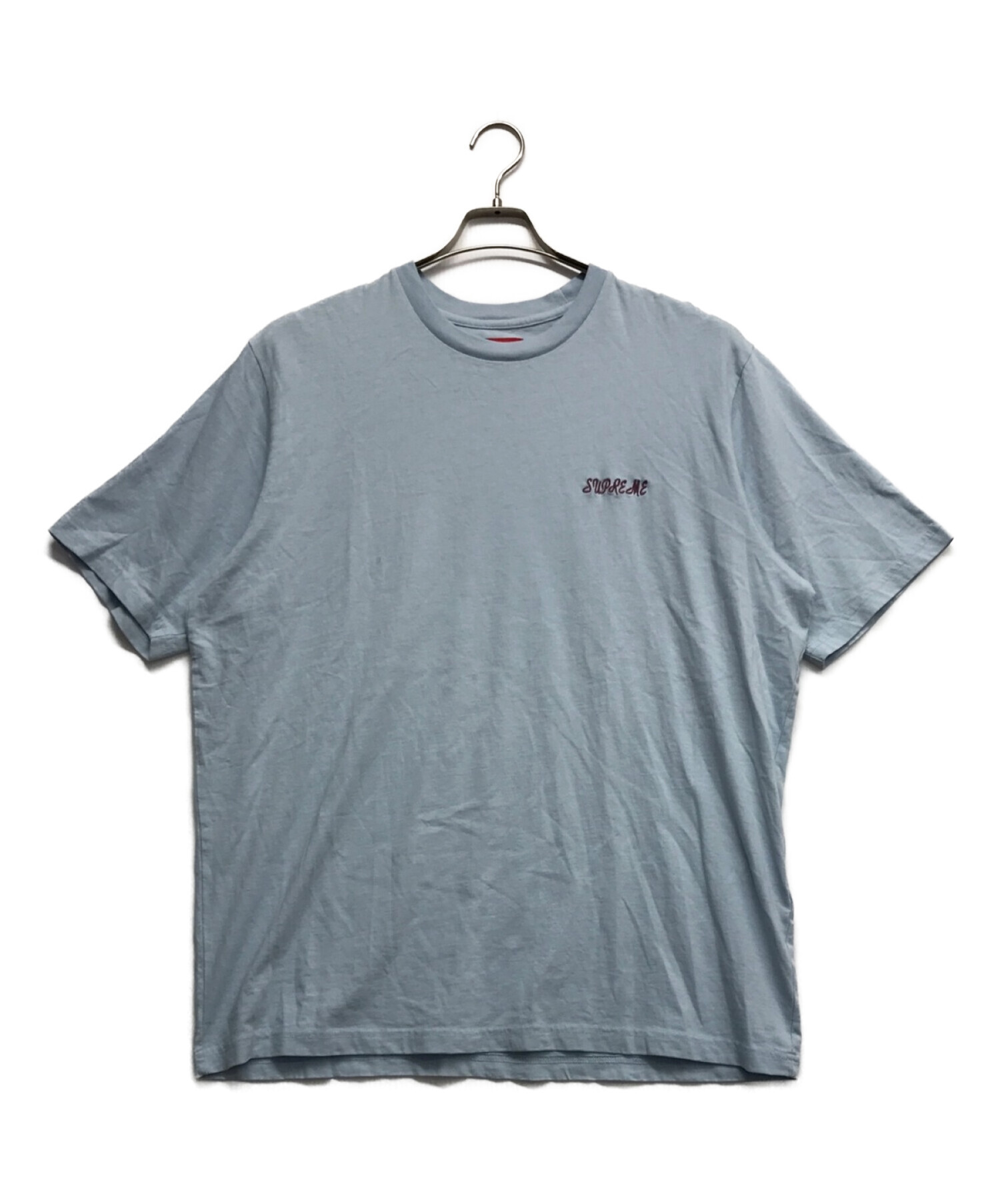 SUPREME (シュプリーム) ロゴ刺繍Tシャツ ブルー サイズ:L