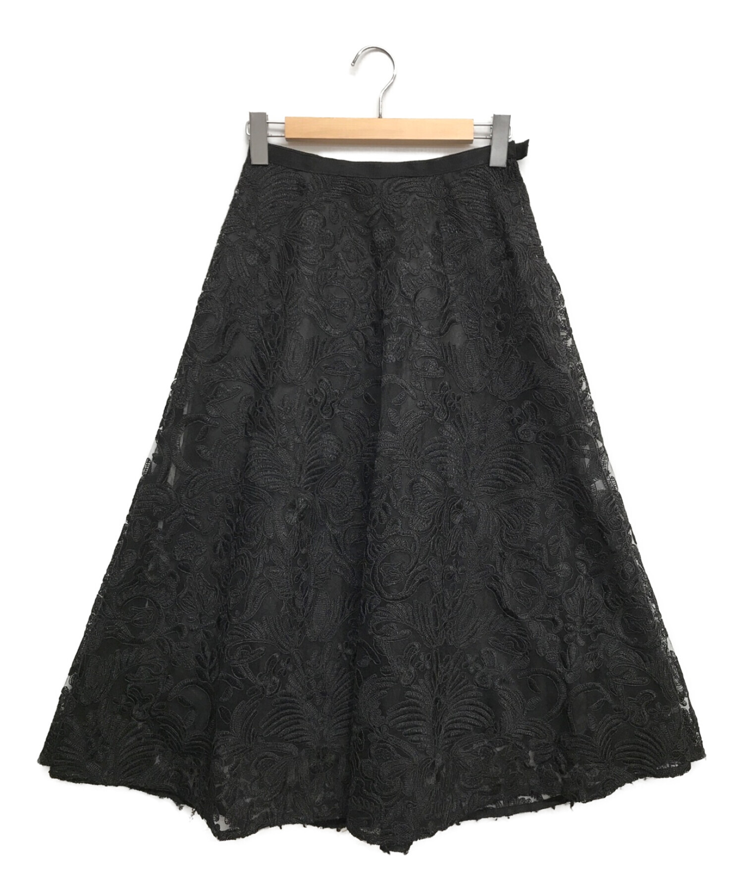 CELFORD (セルフォード) コード刺繍レースフレアスカート ブラック サイズ:36