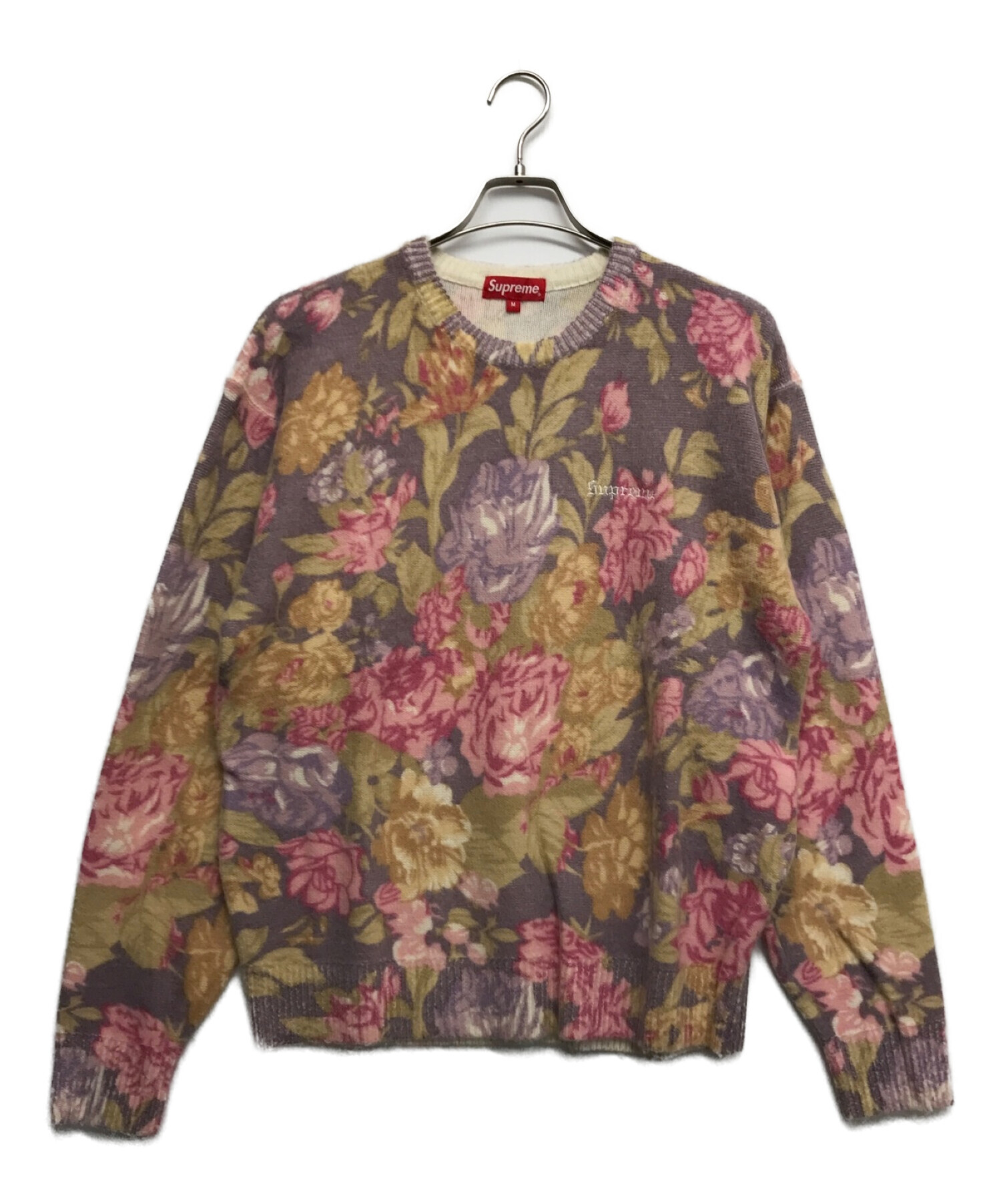 Supreme (シュプリーム) Printed Floral Angora Sweater ラベンダー×ピンク サイズ:M