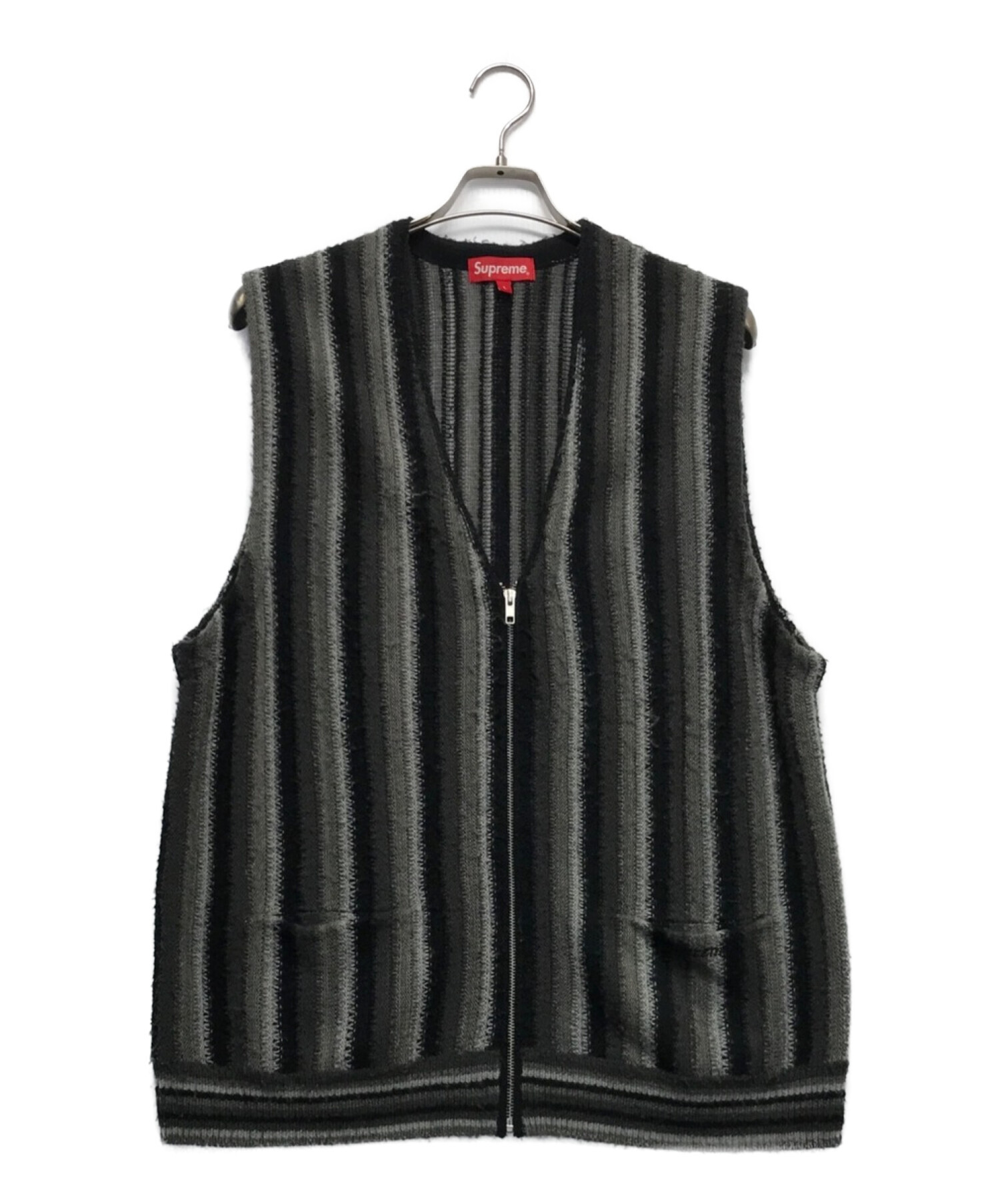 Supreme ダークグレー ストライプセーター