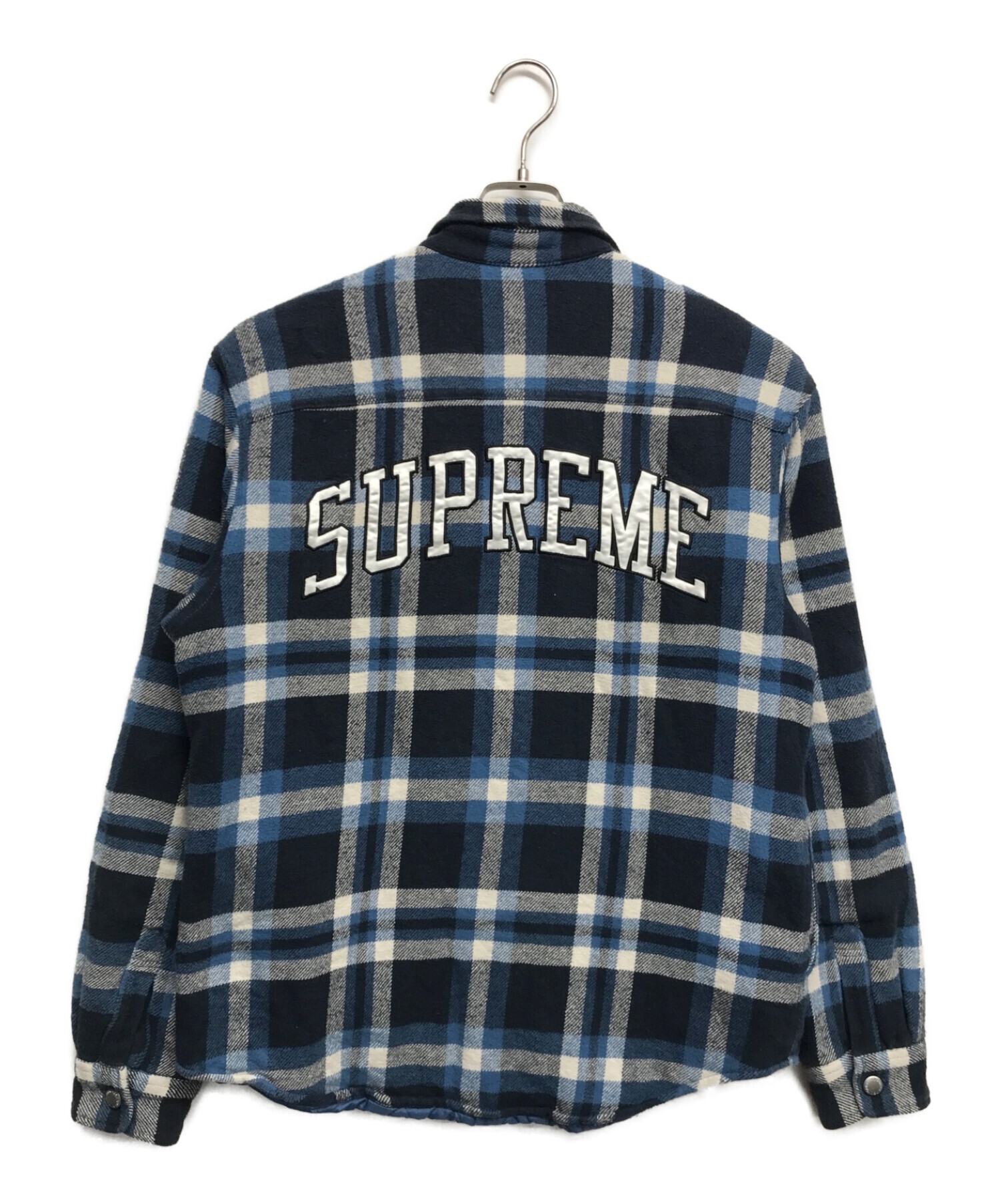 Supreme (シュプリーム) Quilted Arc Logo Flannel Shirt ネイビー サイズ:L