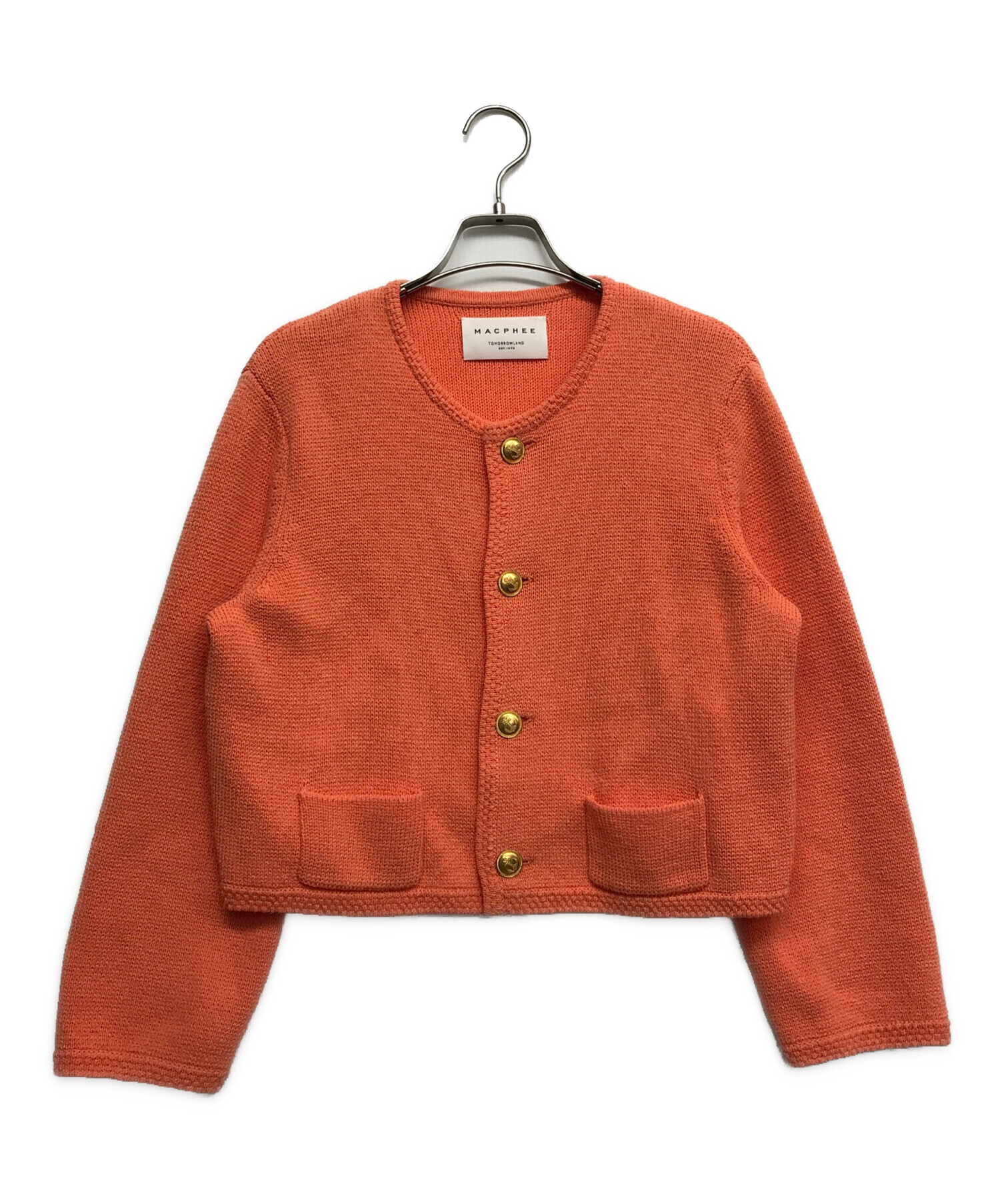 ハーフミラノリブ クロップドカーディガン マカフィー S オレンジ色 美