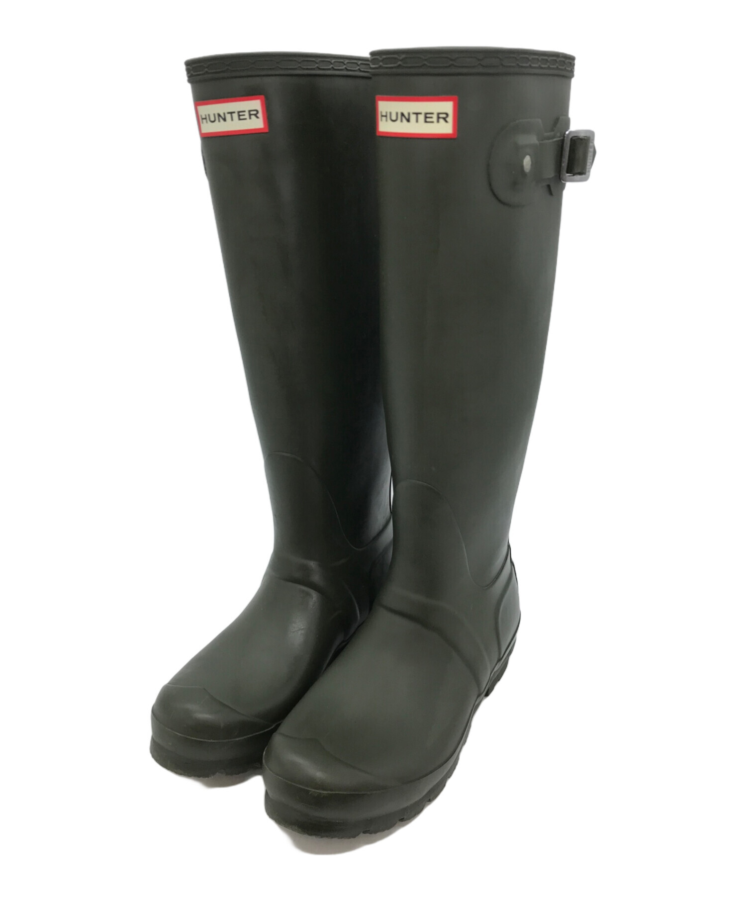 名品ハンターブーツ グリーン/ブラック サイズUK6（日本25.5/26.0