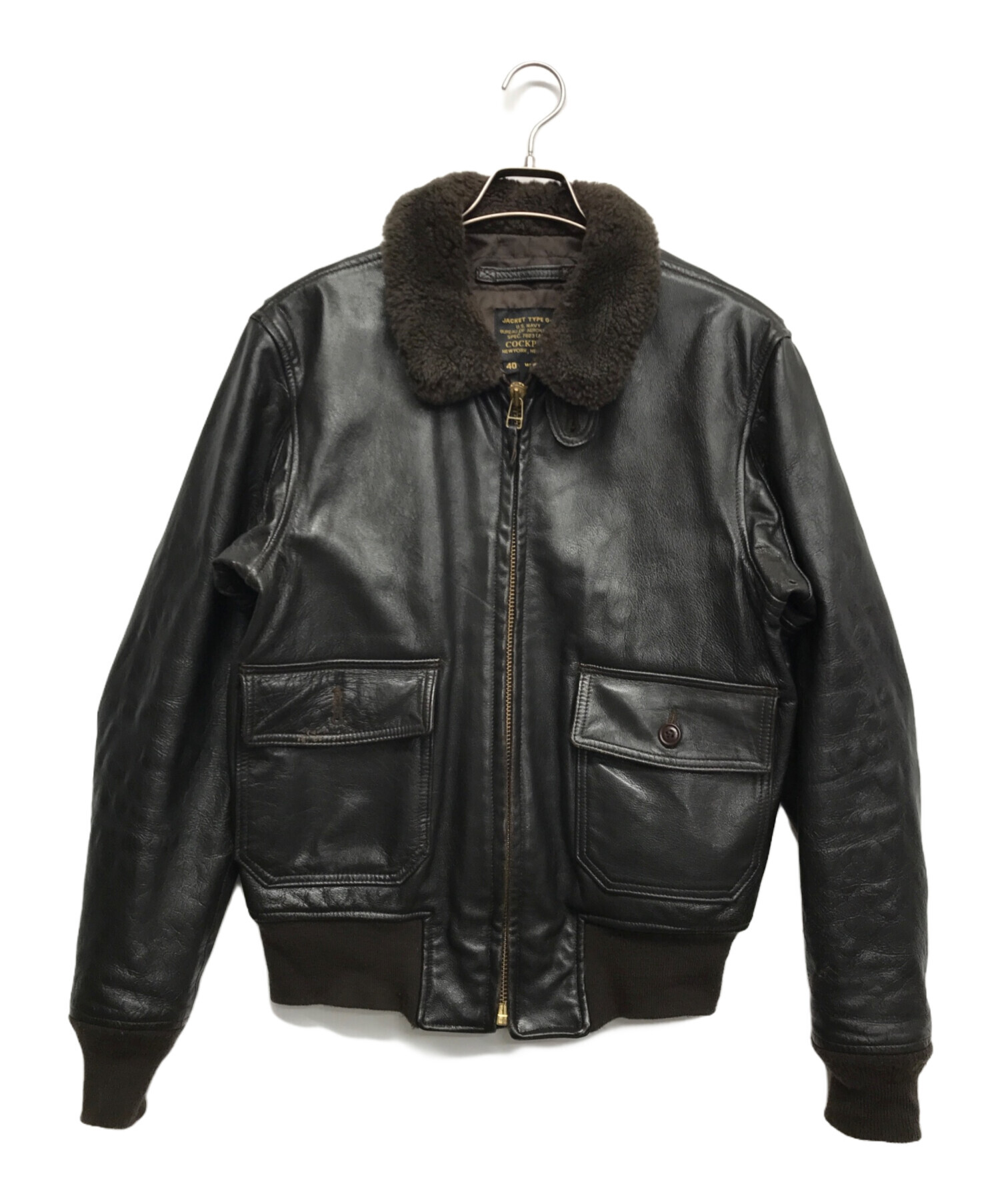 国産ヴィンテージ type A-2”authentic“牛革“黒”短丈“bomber jacket 