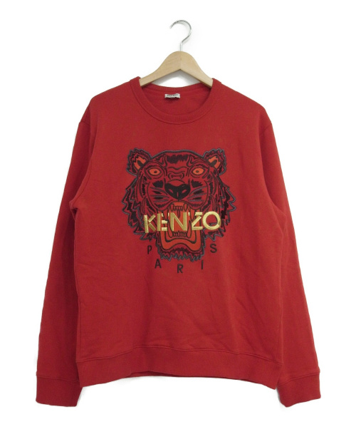 KENZO / ケンゾー | コットン タイガー ワッペン クルーネック スウェット | XL | レッド | メンズ