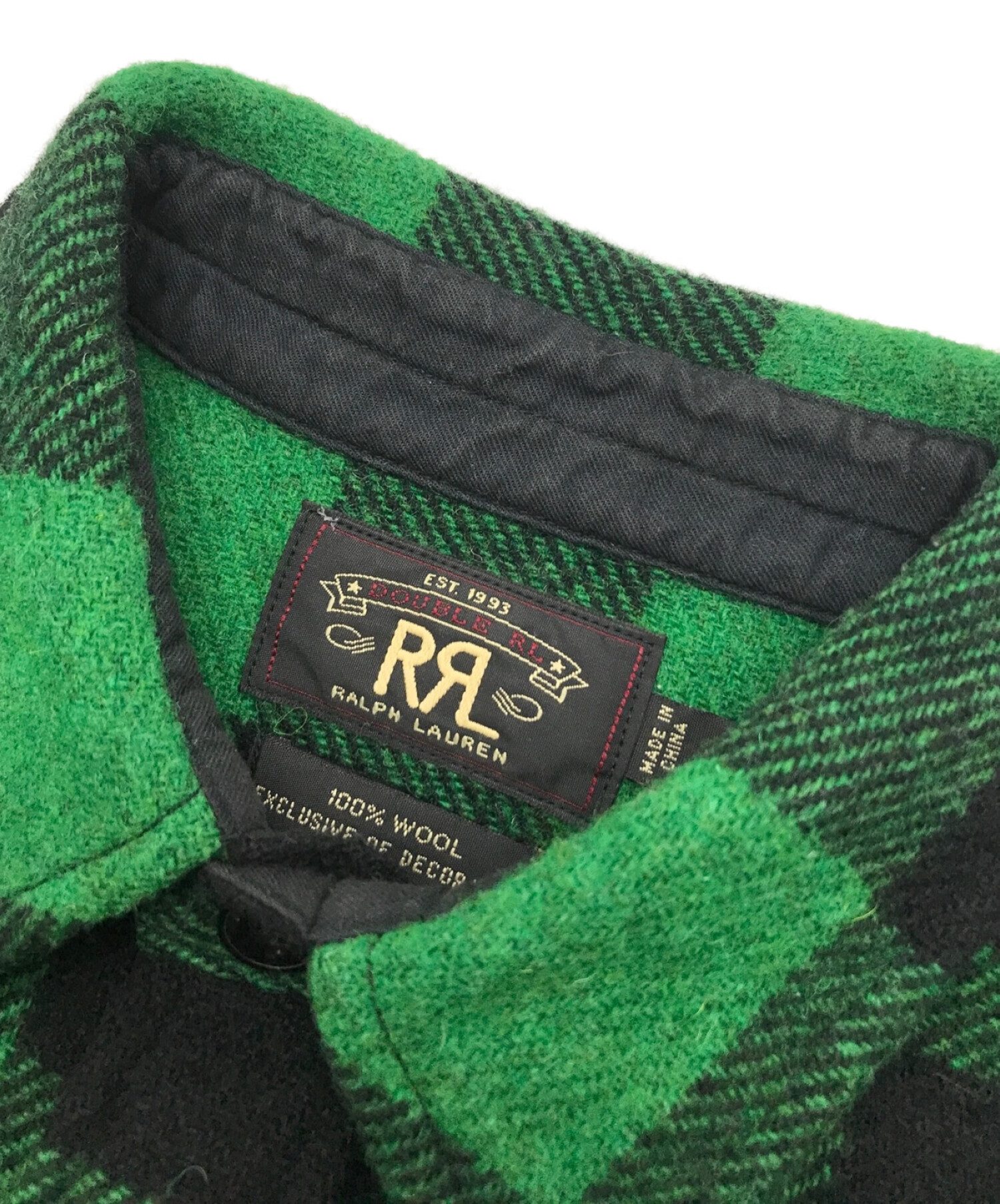 RRL (ダブルアールエル) バッファローチェックウールシャツ グリーン サイズ:S