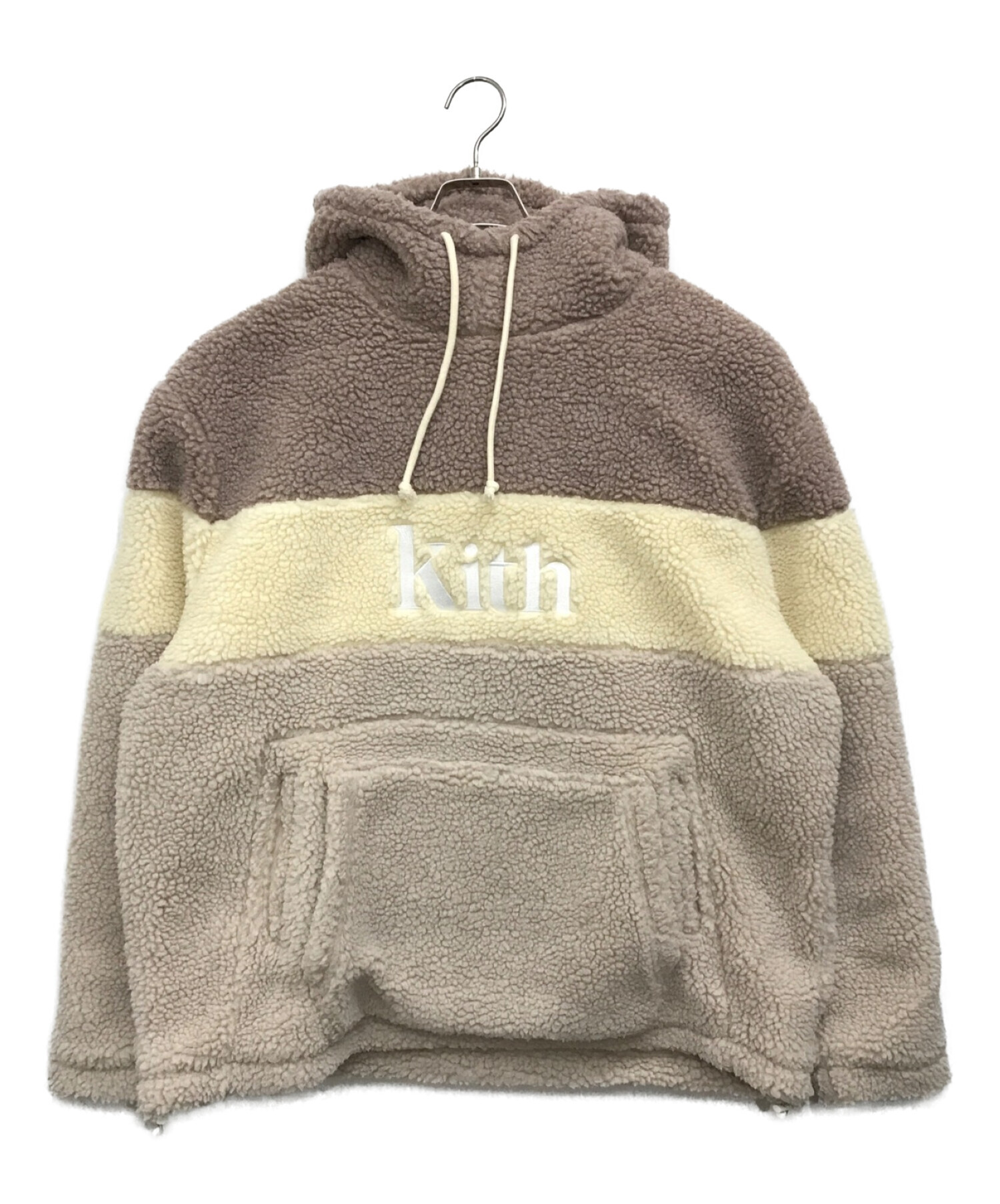 KITH (キス) sherpa double pocket hoodie　シェルパ ダブル ポケット フーディー ボアパーカー ベージュ サイズ:XL