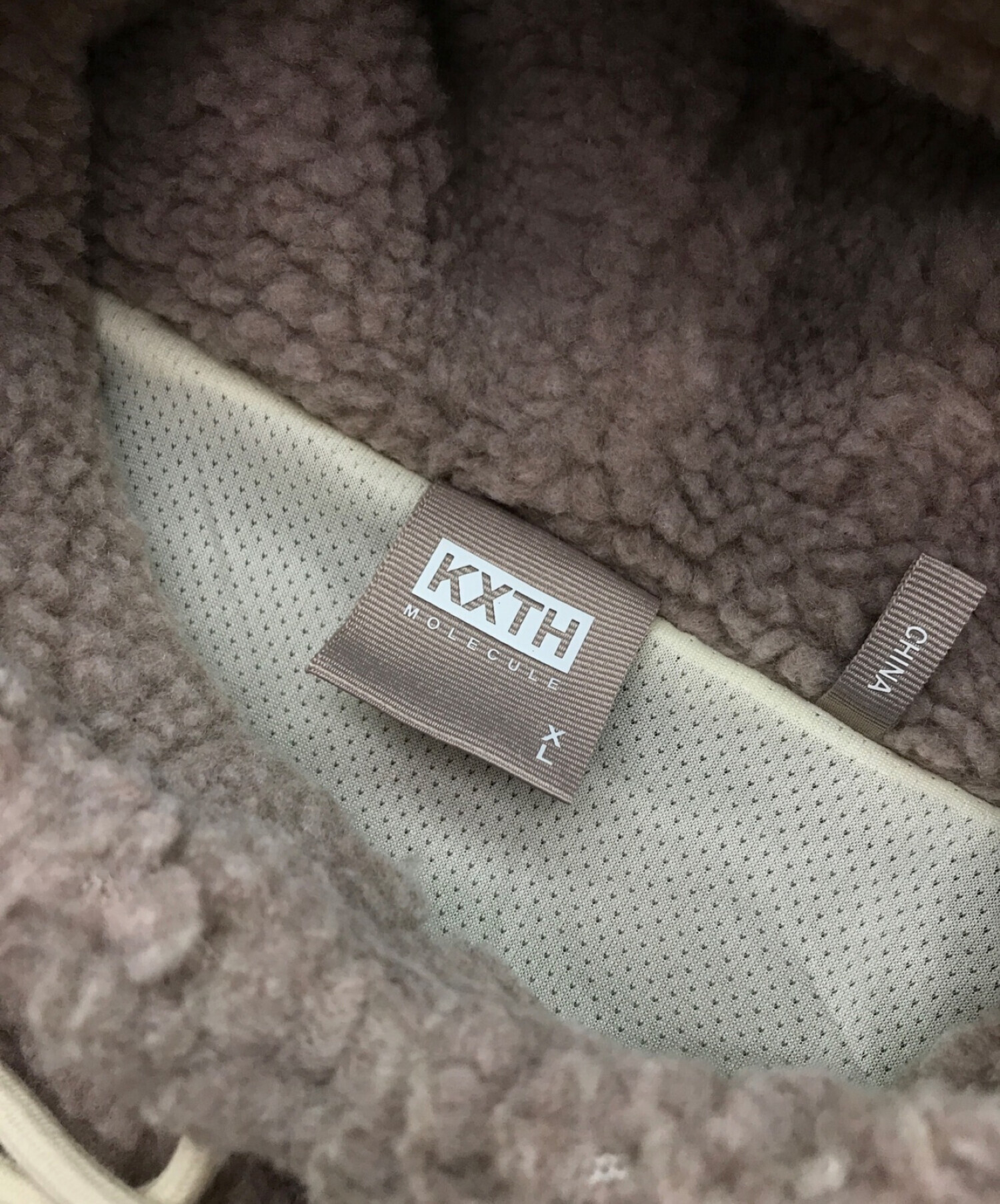 KITH (キス) sherpa double pocket hoodie　シェルパ ダブル ポケット フーディー ボアパーカー ベージュ サイズ:XL