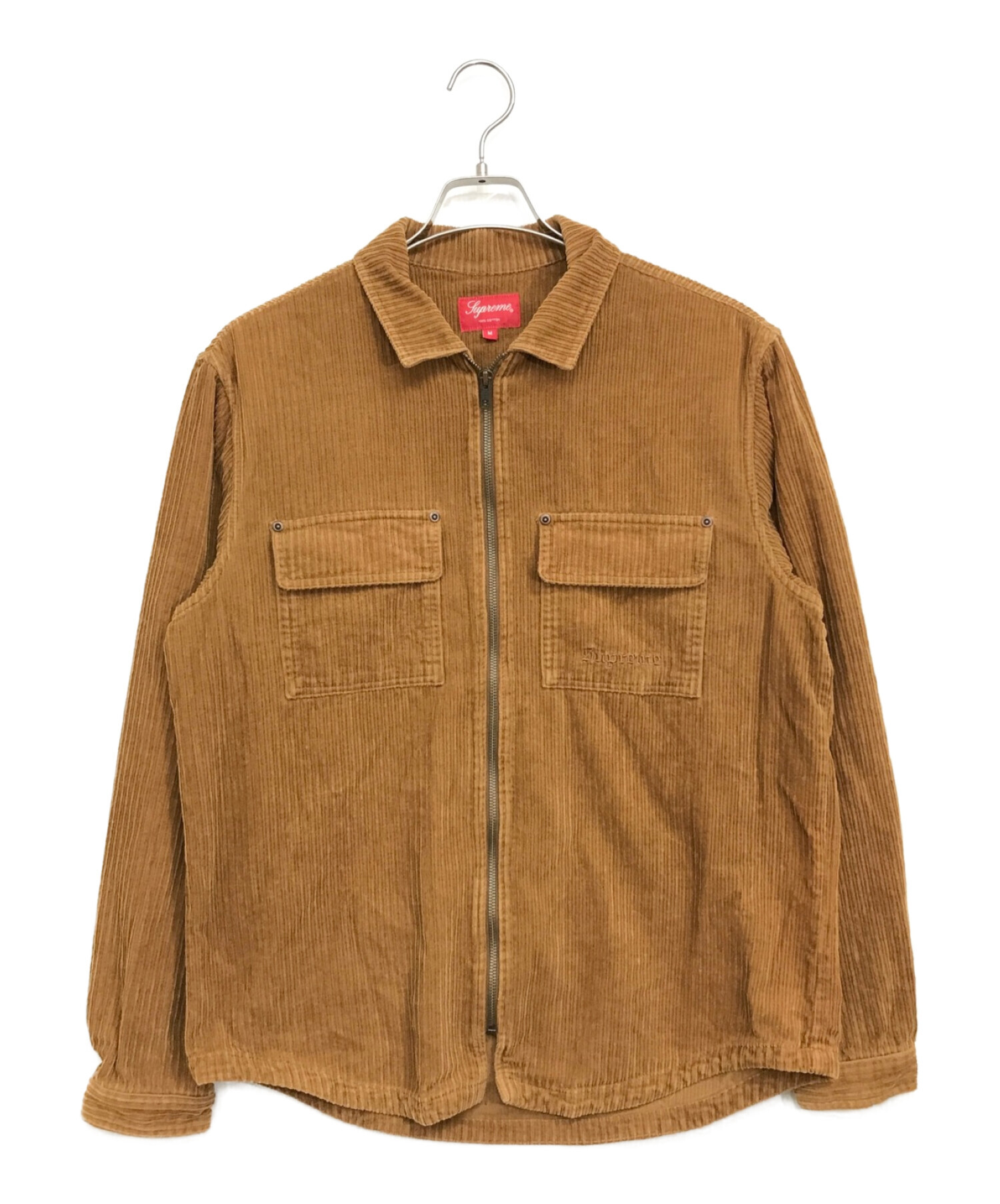 SUPREME (シュプリーム) コーデュロイジップシャツ 17AW Corduroy Zip Up Shirt ブラウン サイズ:M