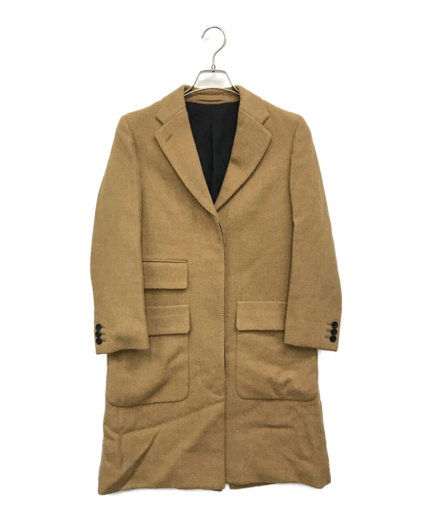 美品★マーガレットハウエル×ハリスツイード チェスターコート キャメル 比翼 MARGARET HOWELL（マーガレットハウエル） マーガレットハウエル