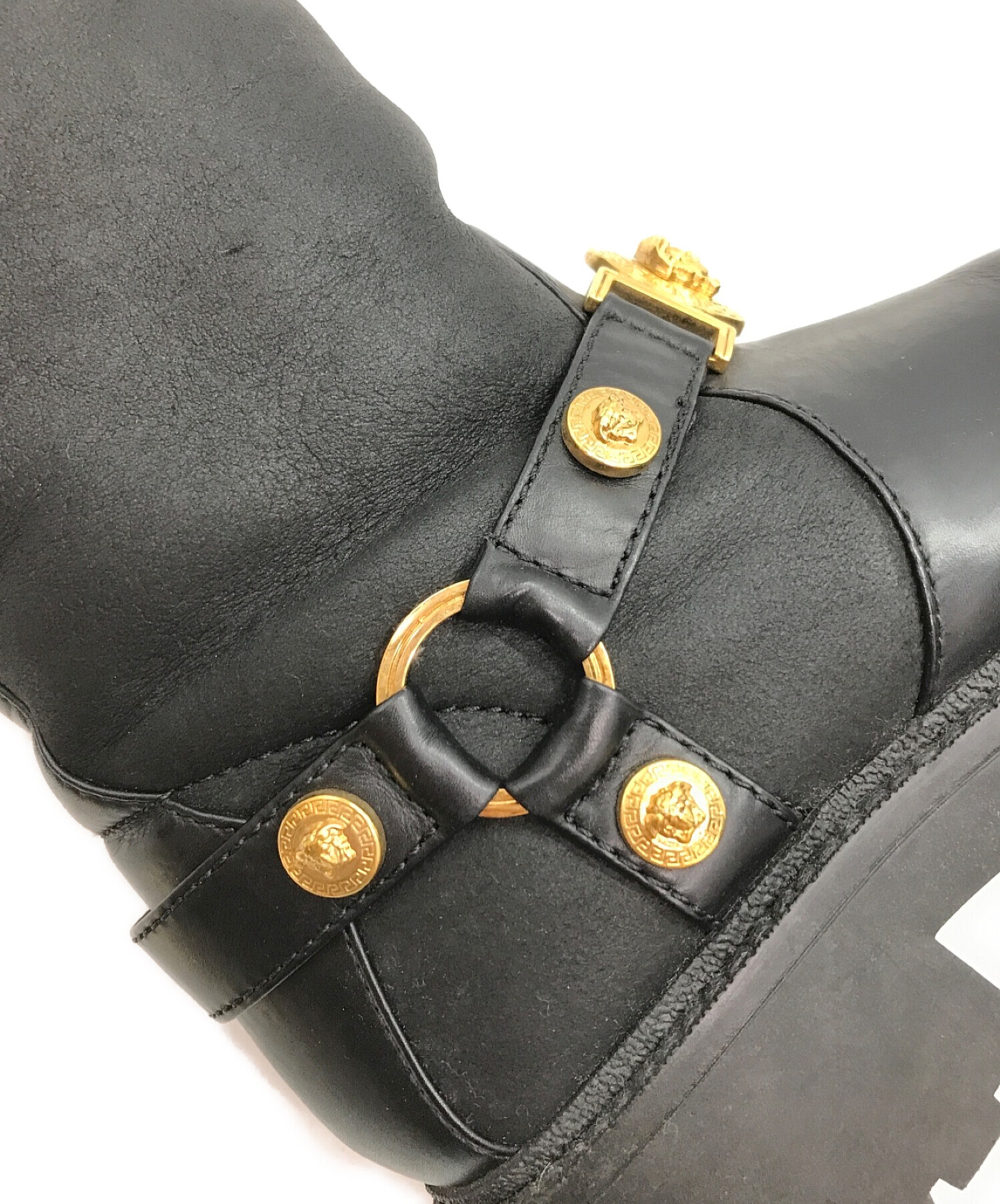 ヴェルサーチ/ Versace 黒革ブーツ　40 1/2  25.5cm