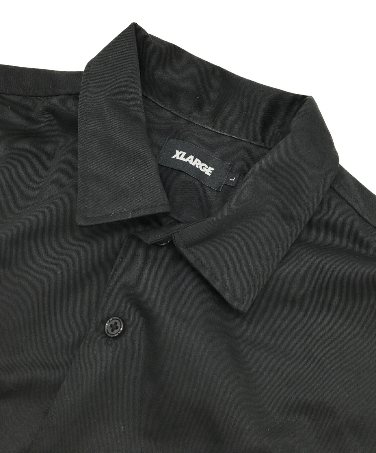X-LARGE (エクストララージ) ロゴ刺繍ワークシャツ / L/S OG WORK SHIRT / 長袖シャツ ブラック サイズ:Ｌ