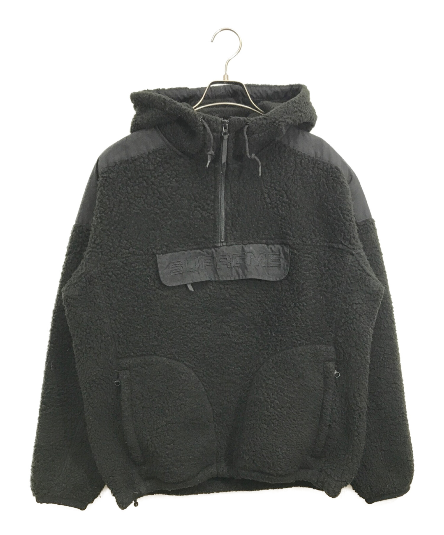 M 黒 supreme polartec half zip pullover