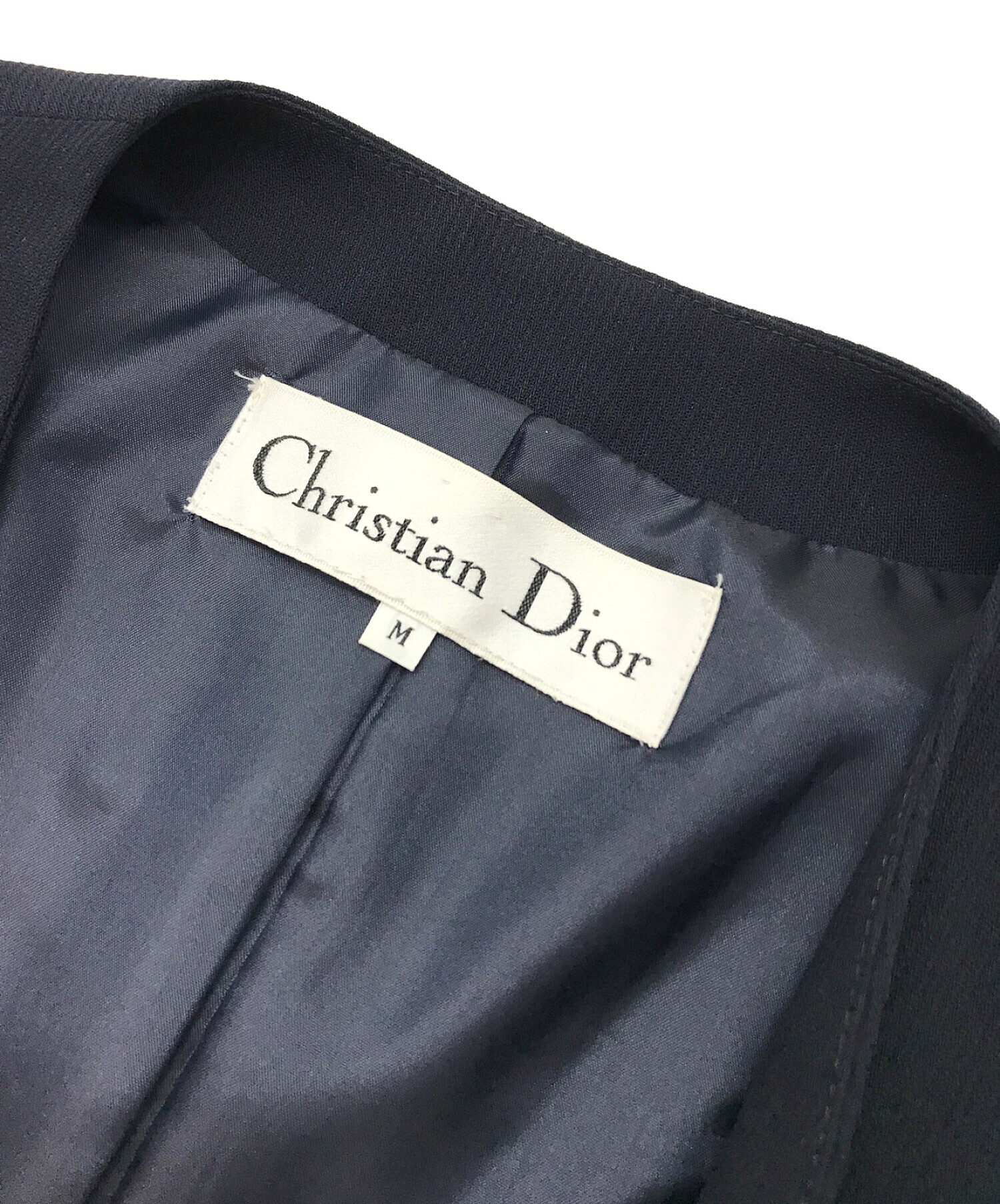 Christian Dior (クリスチャン ディオール) 【OLD】ノーカラー1Bジャケット ネイビー サイズ:Ｍ