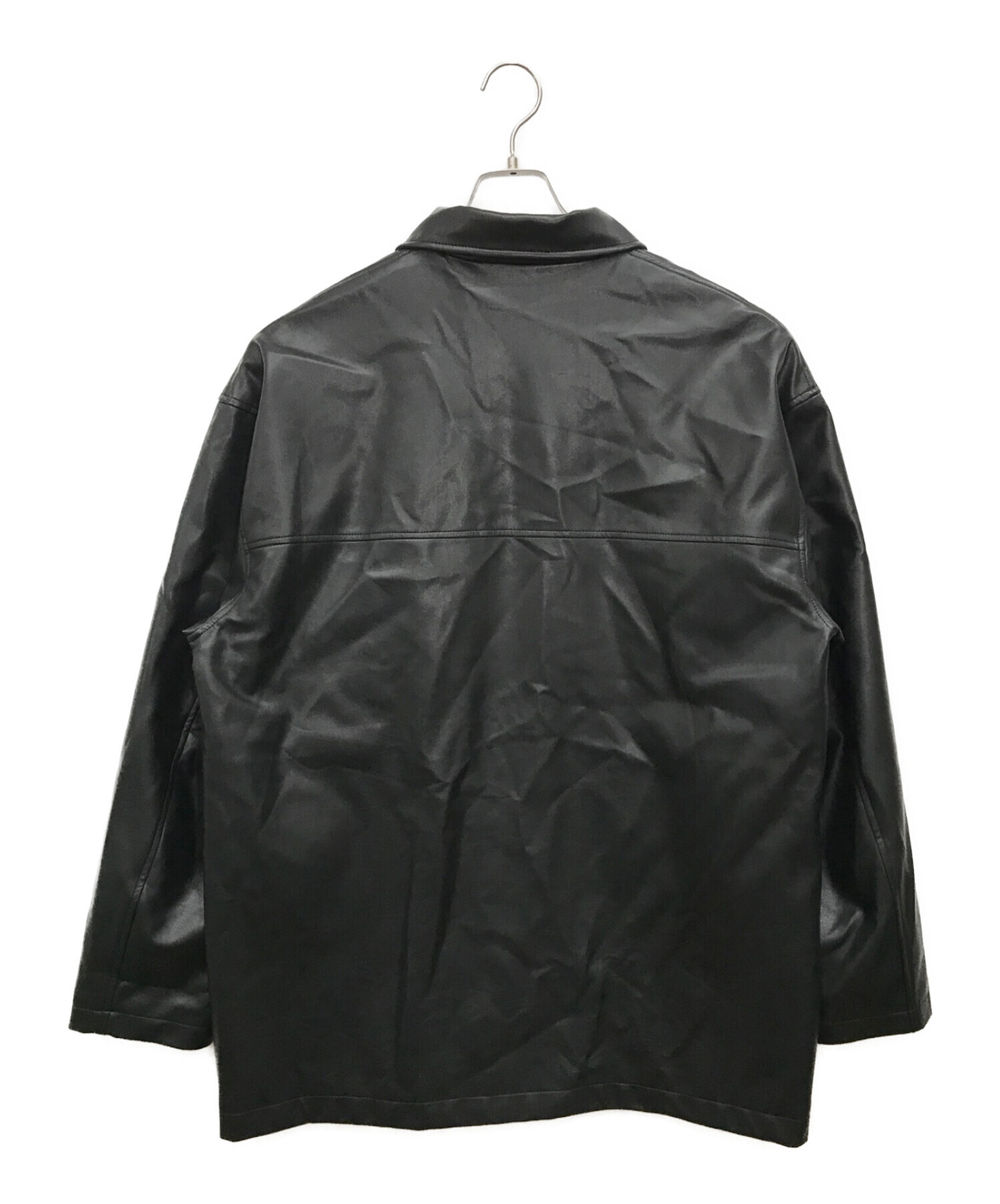 soerte (ソエルテ) スタンドカラーフェイクレザージャケット ブラック サイズ:3