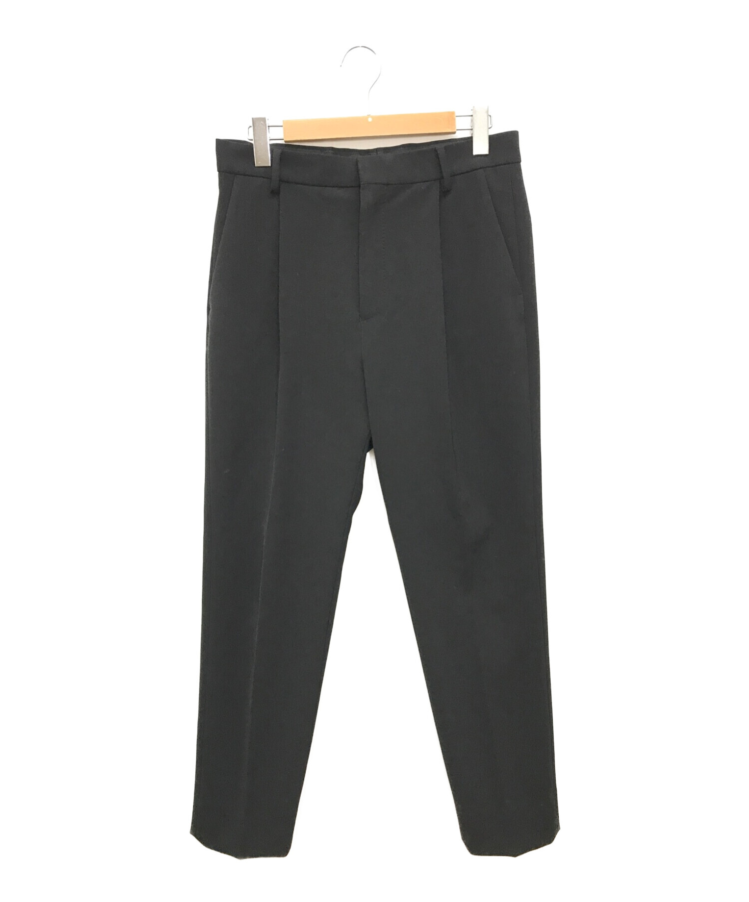 H BEAUTY&YOUTH (エイチ ビューティアンドユース) DOUBLE CLOTH 1P TAPERED PANTS / ダブルクロス  テーパードパンツ / タックパンツ ブラック サイズ:Ｍ